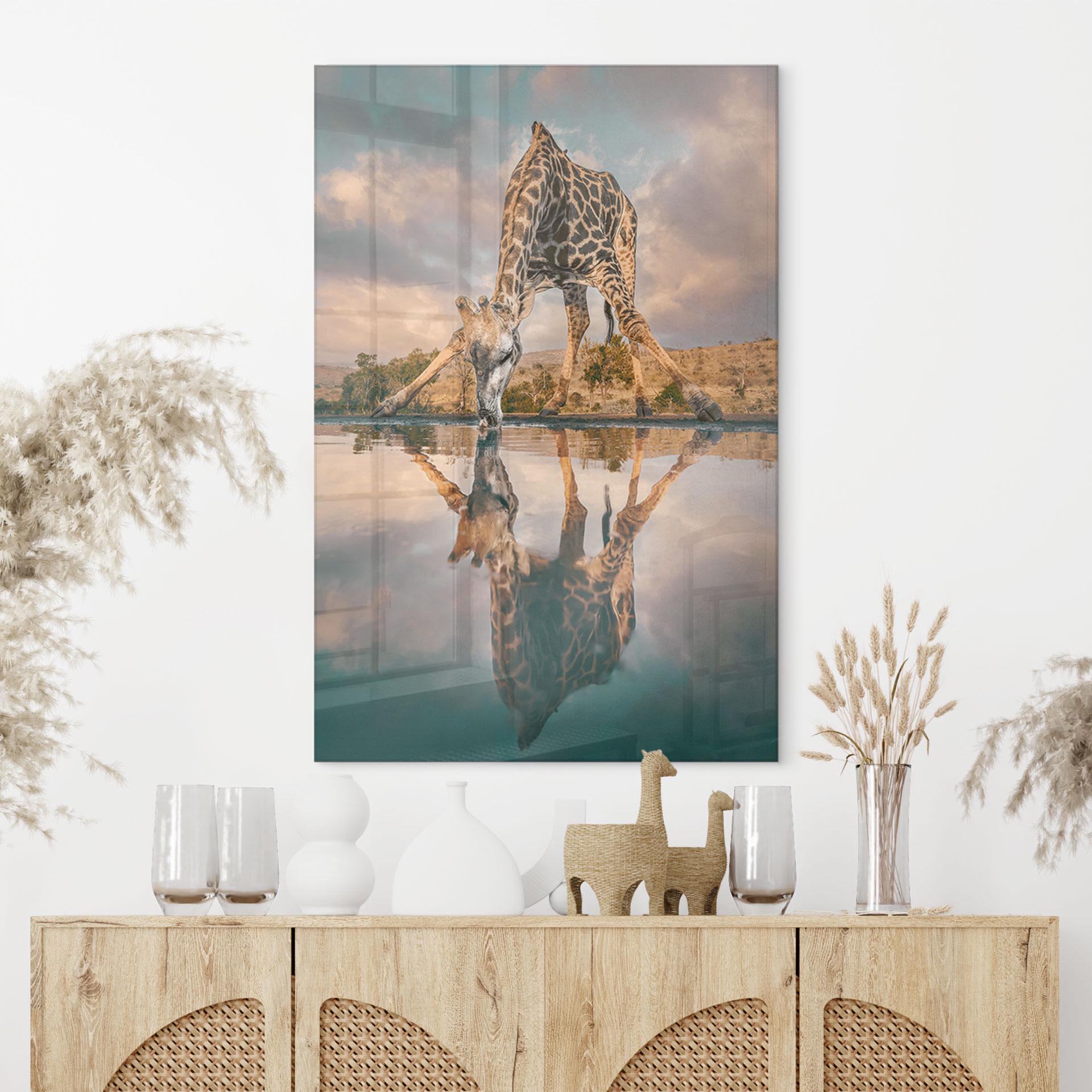Akrylbillede Refleksion af en giraf i vildmarken - Amtmann