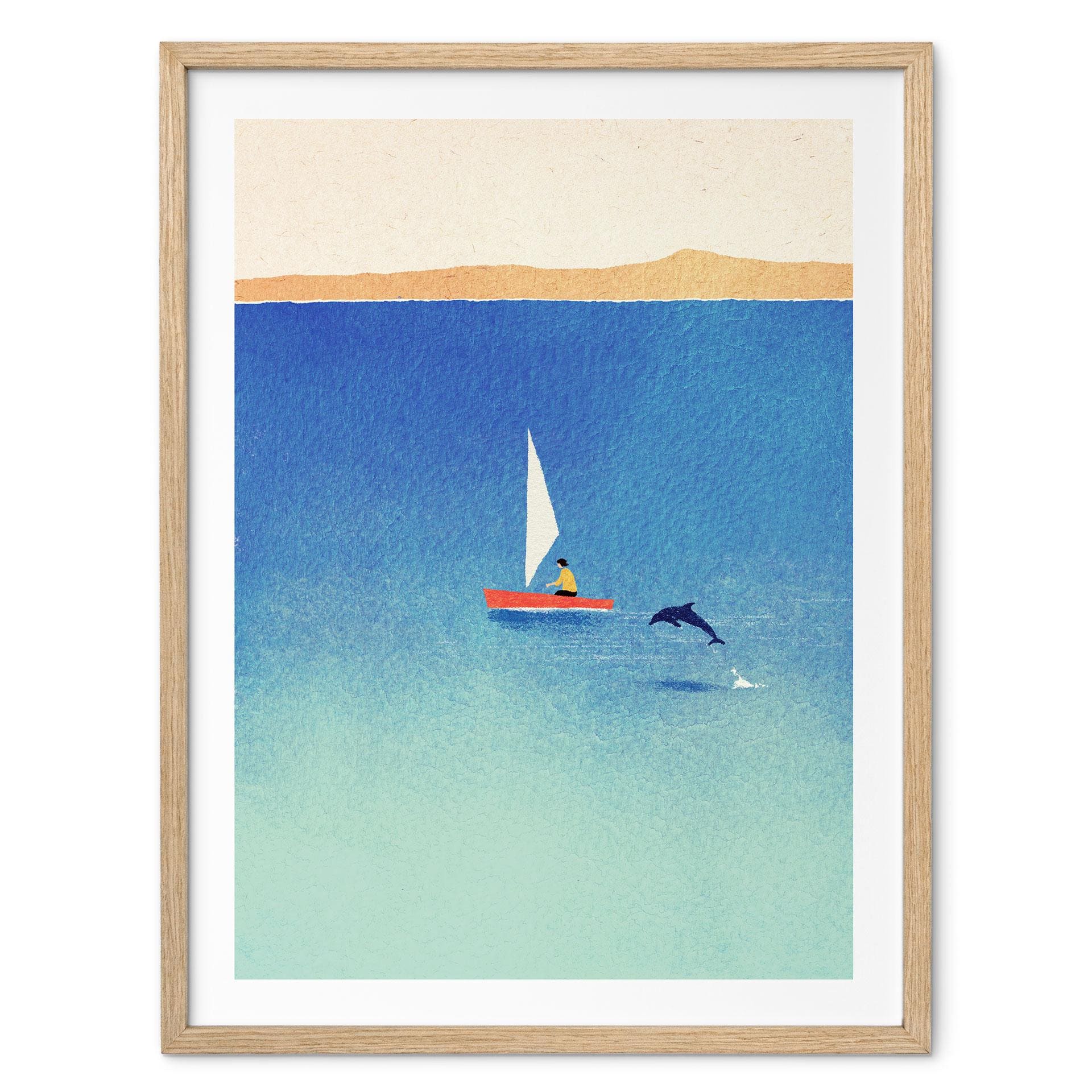 Poster Segling med delfin till havs - Rivers