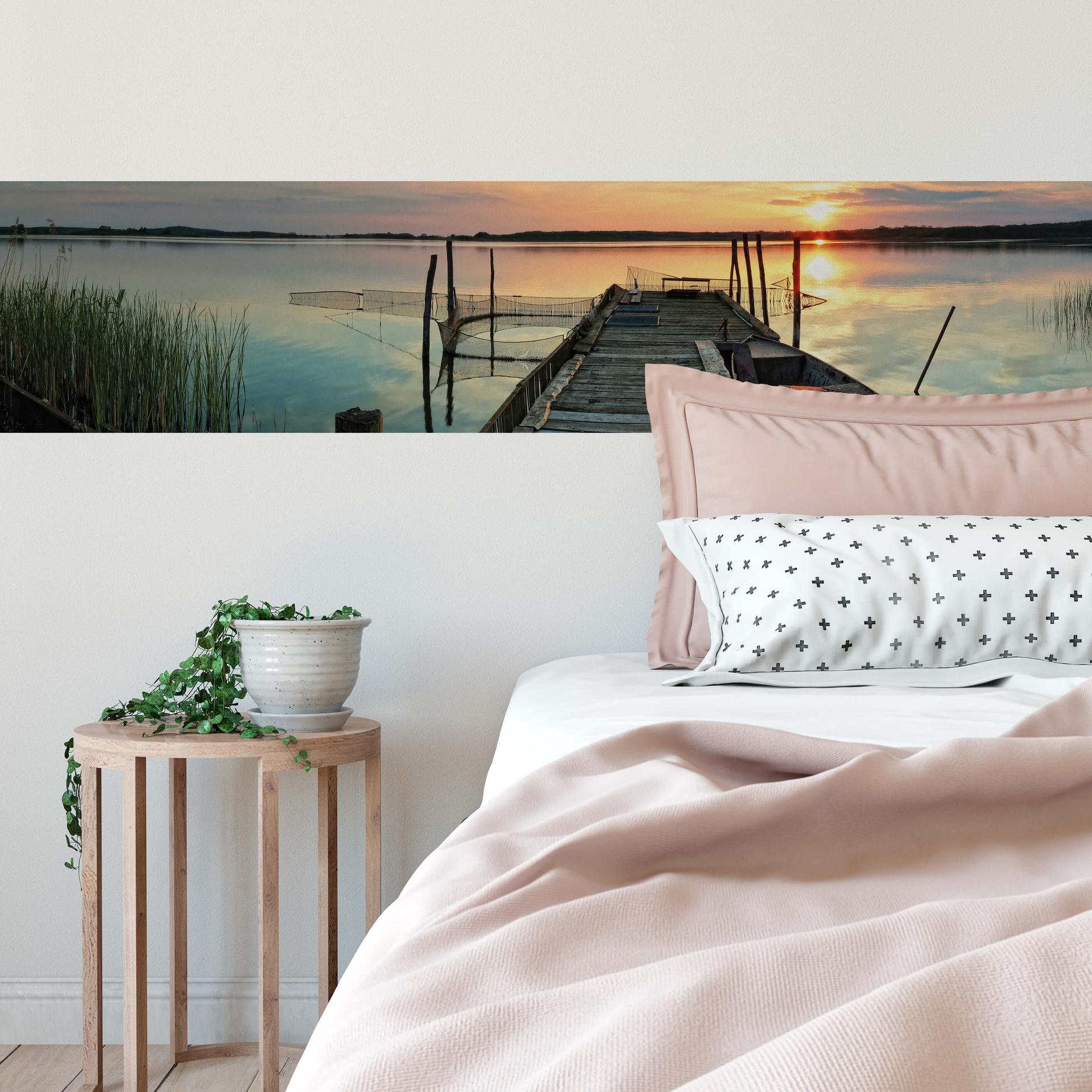 Fototapet Sunset at the Lake - Panorama - 48x260 cm