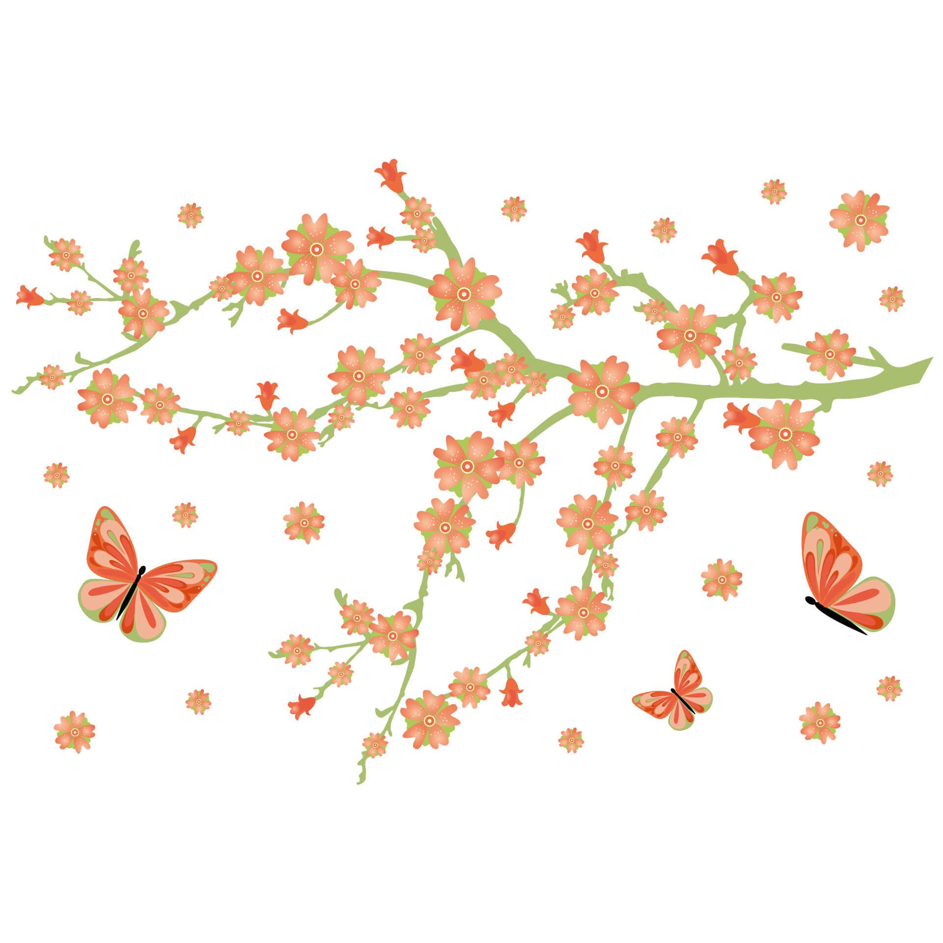 Muursticker Voorjaar met Vlinders