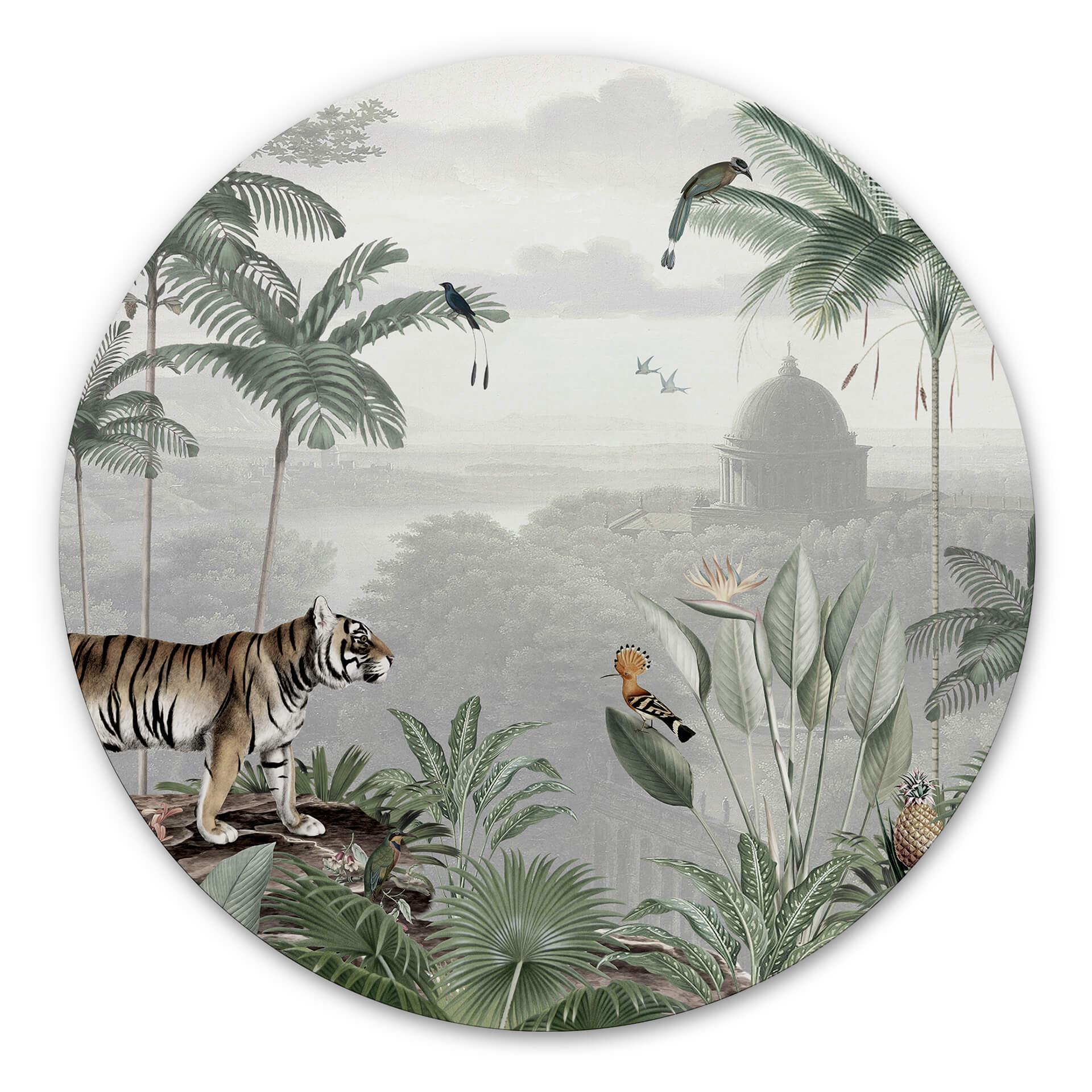 Tableau sur alu-Dibond rond Sir Edward - Tigres sous les tropiques
