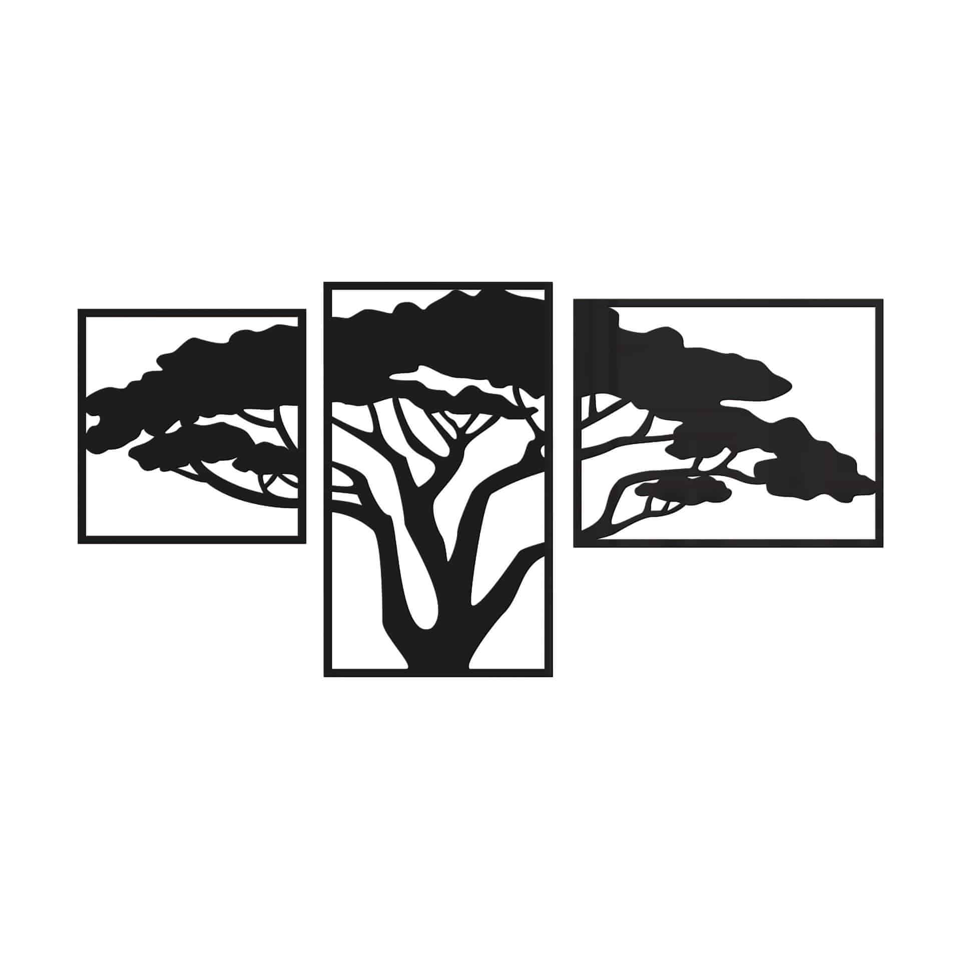 Decoración mural árbol africano - vidrio acrílico (3 piezas)
