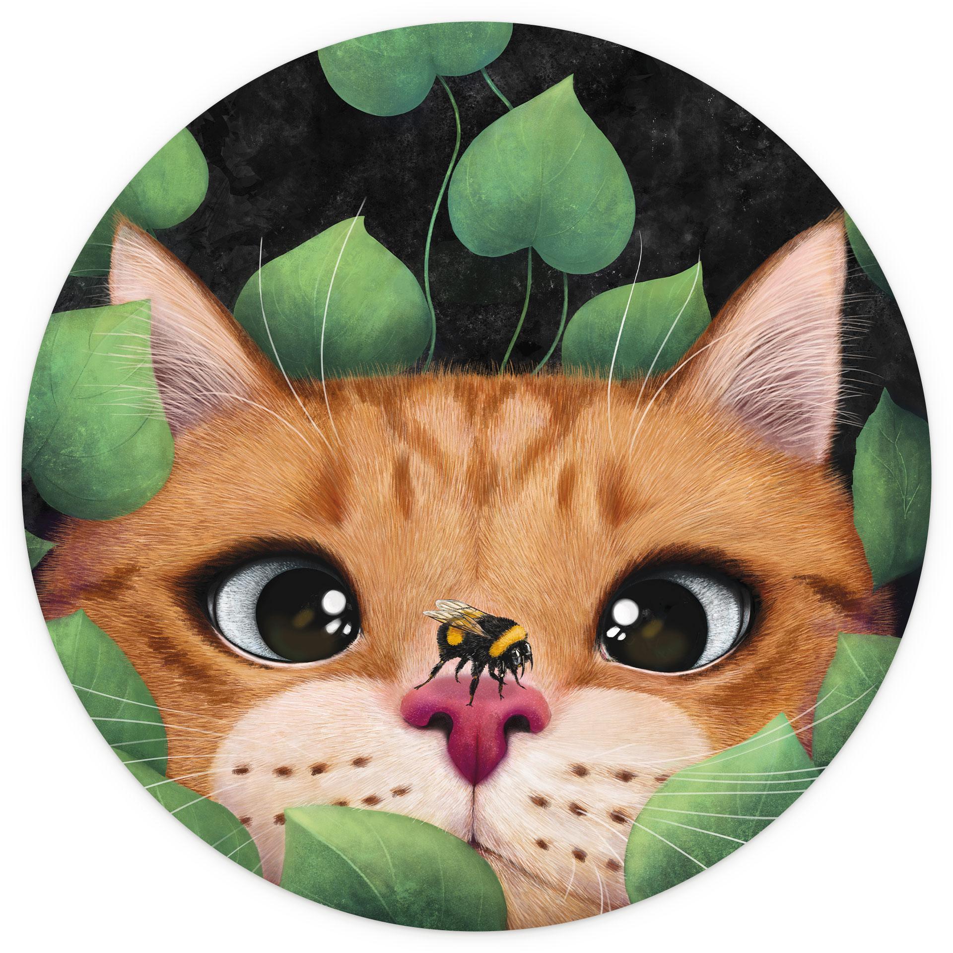 Kids wallpaper schattige kat in de bush | huisdieren - Korenkova - Rond - vliesbehang/zelfklevend vl