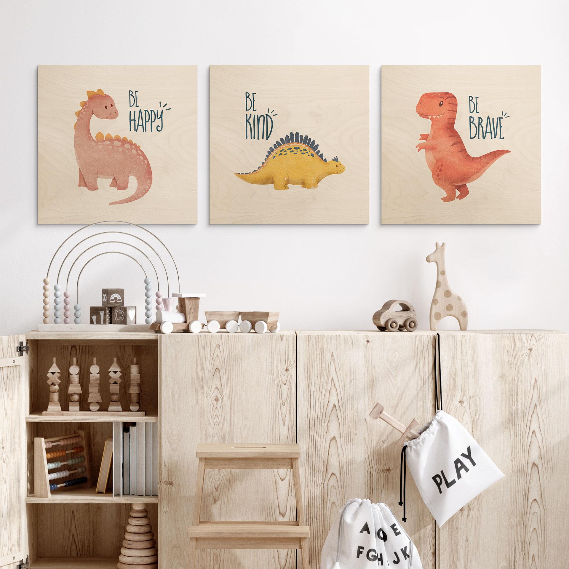 Træplakat Dino Be Kind - Stegosaurus - Tunaboylu