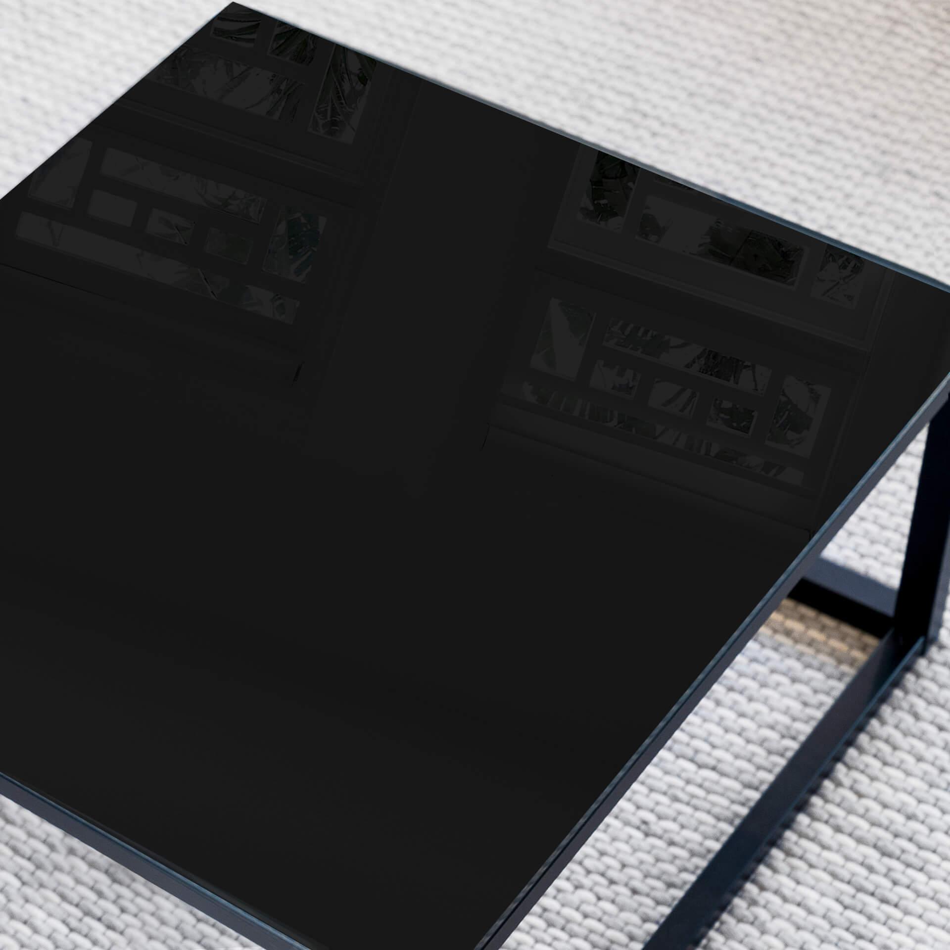 Plateau de table en verre - Noir uni - Carré