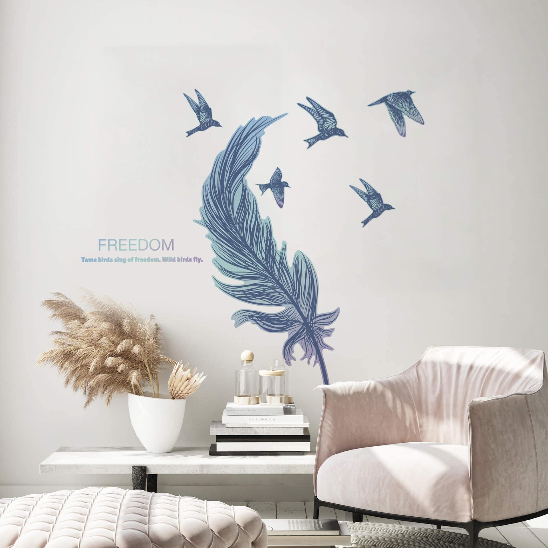 Wandtattoo Freedom - Vögel Feder