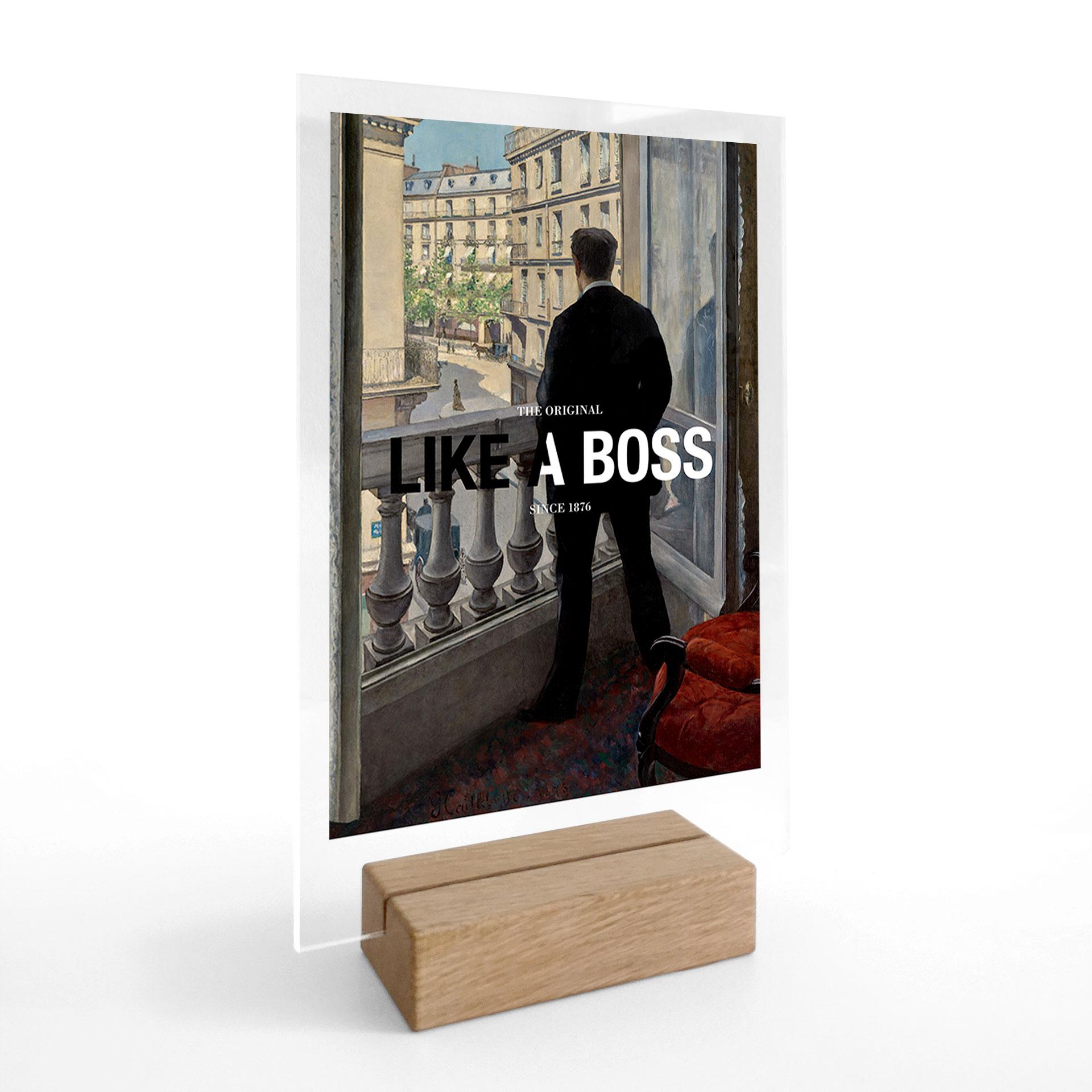 Akrylglas borddekoration Like a Boss - Inspireret af Caillebotte - Ung mand ved vinduet