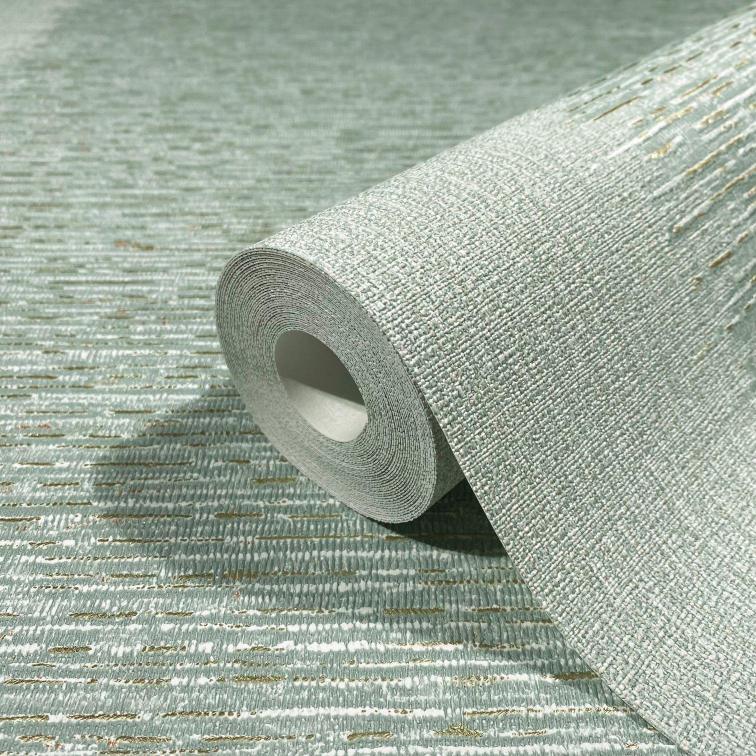 Vliesbehang met strepen en fijne lijnen groene textuur