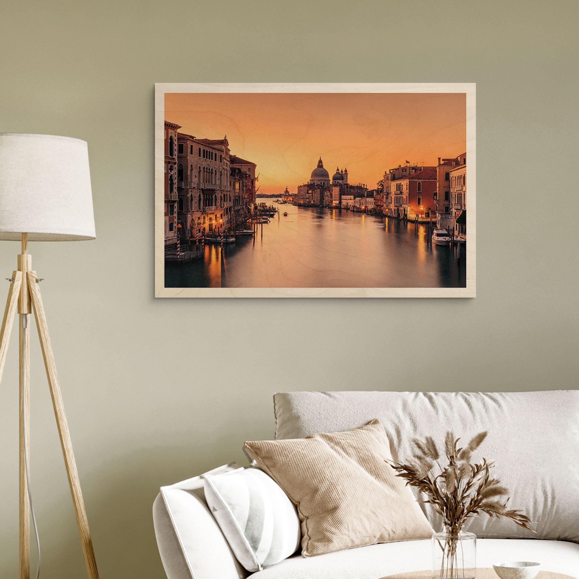 Træplakat Solnedgang i Venedig - Zhang