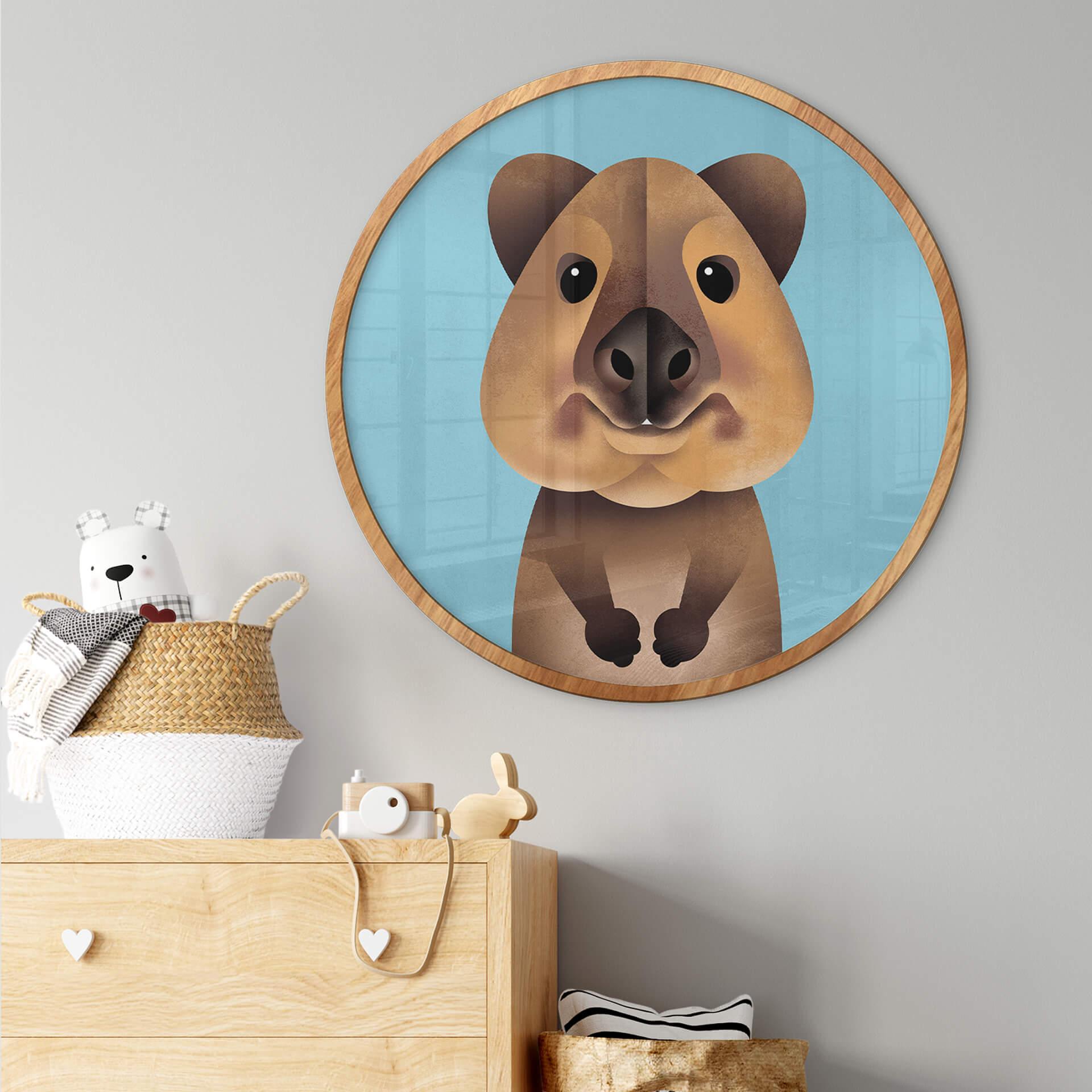 Poster Quokka - Kinderposter Rund - Braun