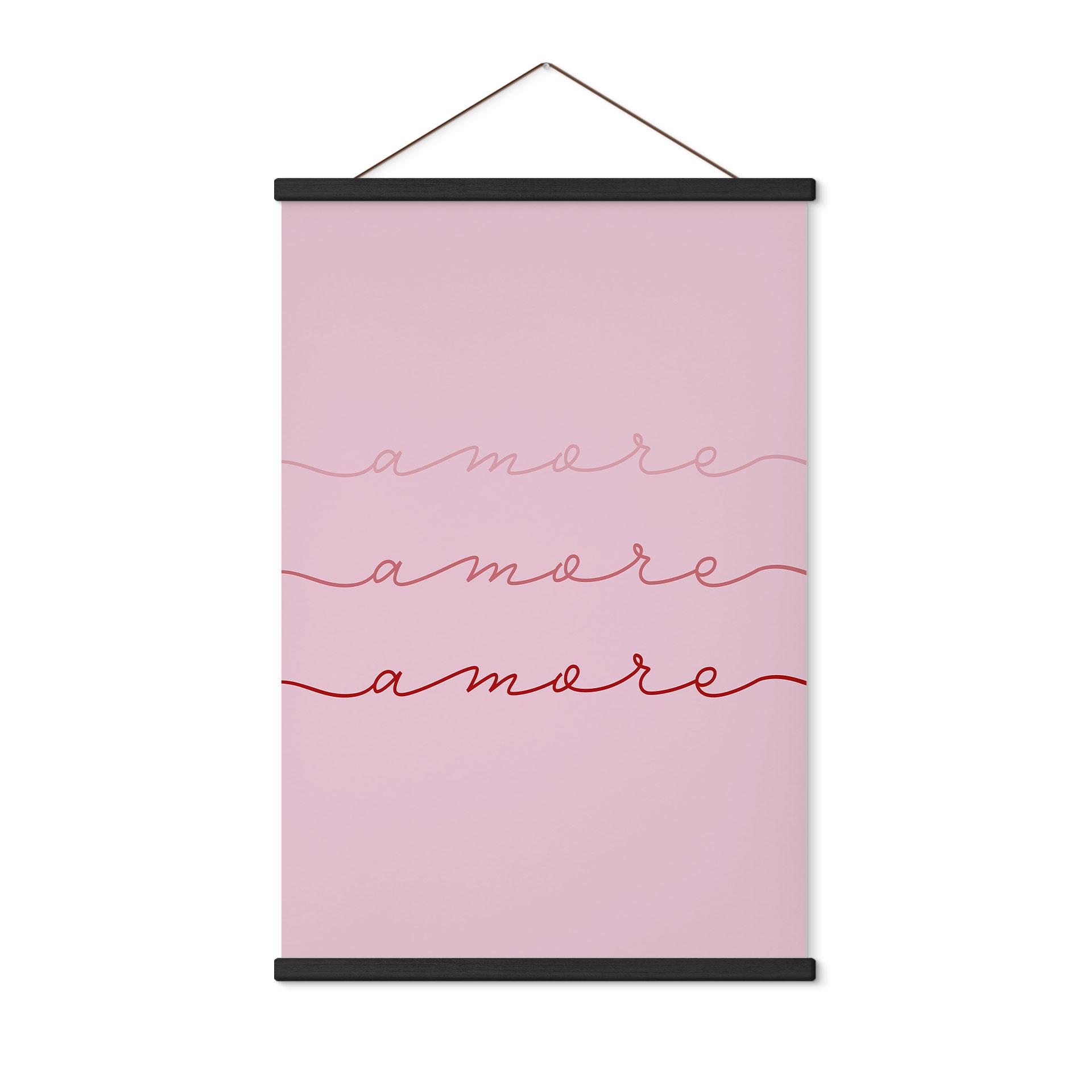 Tekstil plakat med Amore-bogstaver