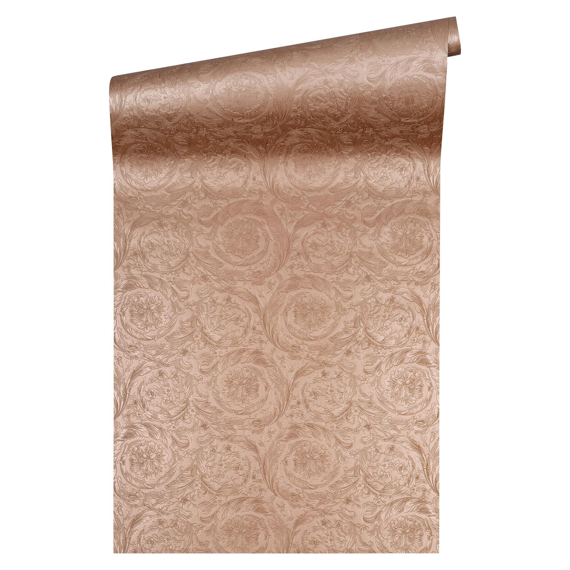 Versace fleecetapet Vasmara barok metallic med ornamenter, kobber