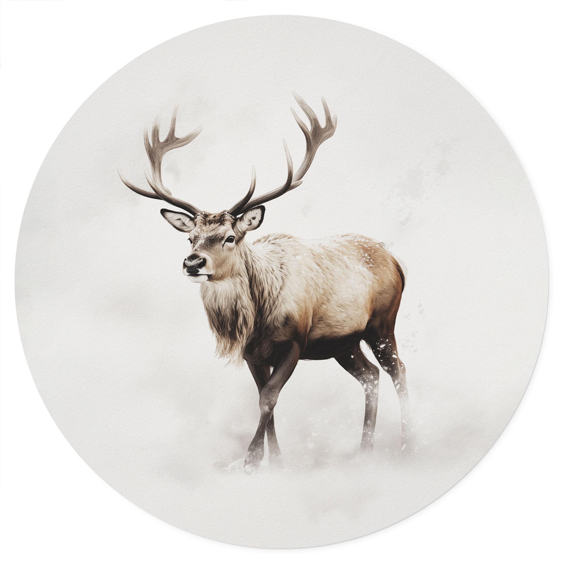 Wandtattoo Hirsch im weißen Winter - Magnusson - Rund