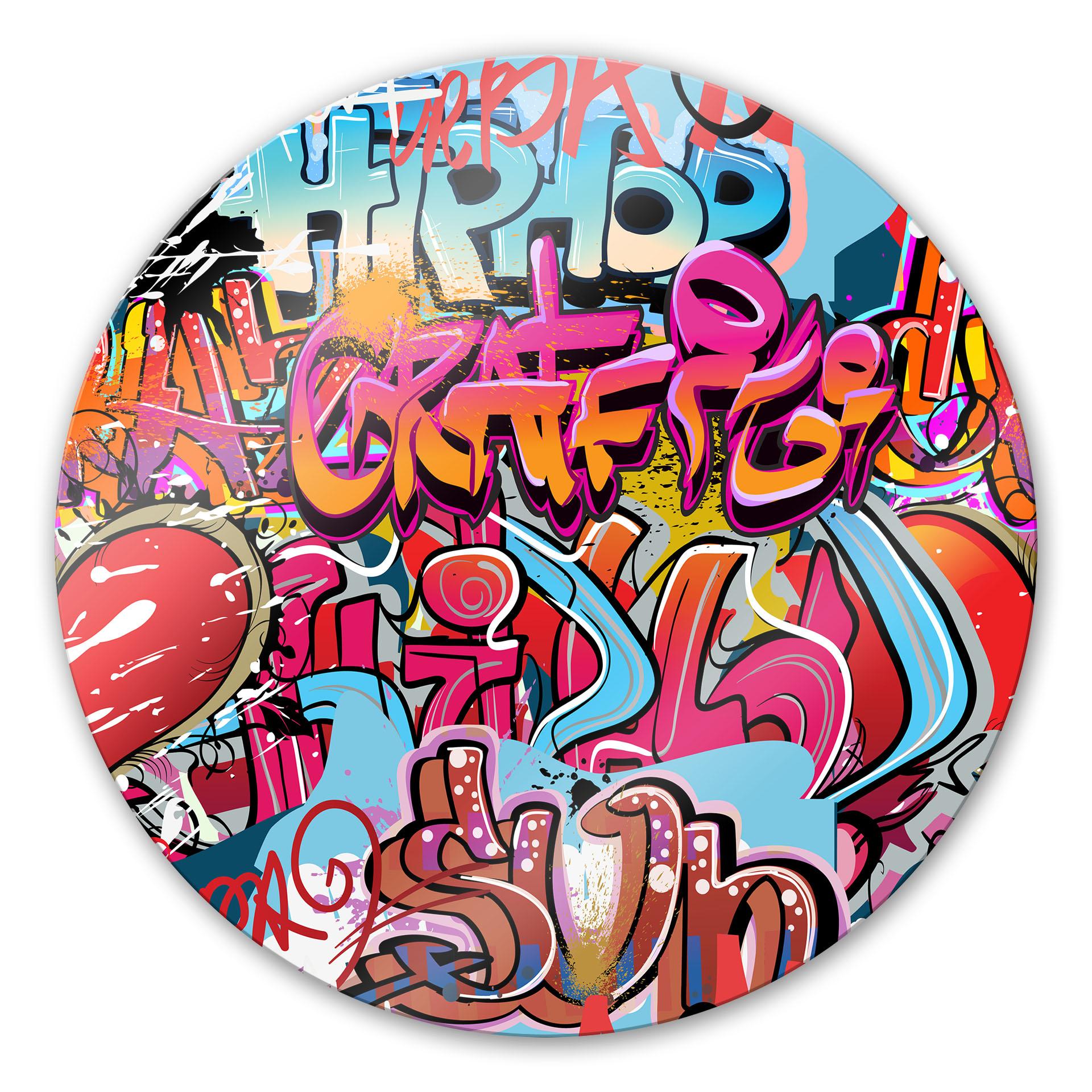 Tableau en verre - Graffiti hip hop - rond