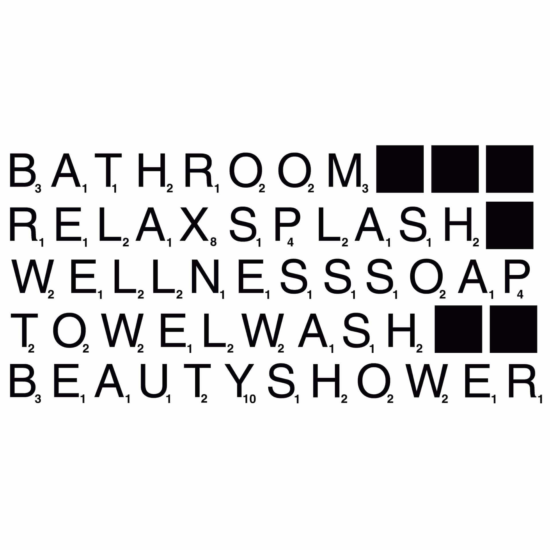 Wallsticker - Krydsord - Bathroom
