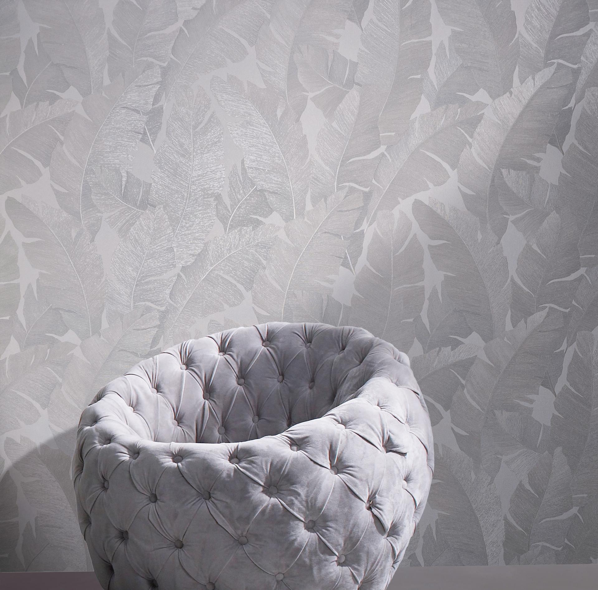 Blomstertapet, non-woven tapet hvid, grå