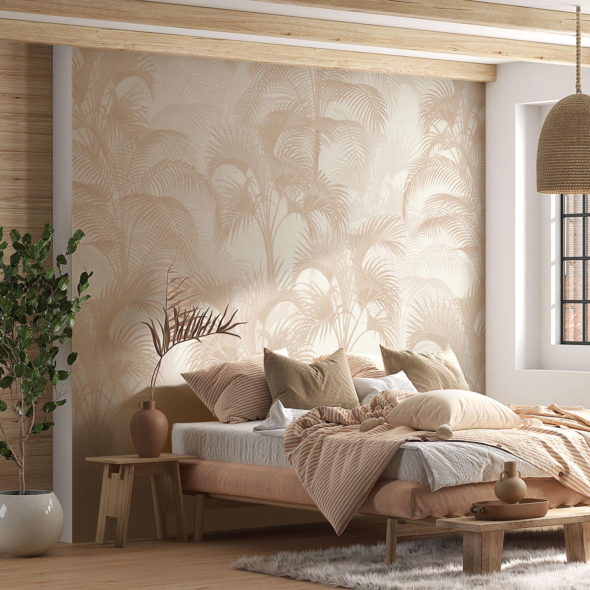 Palmer i junglen beige - Fototapet med palmer - Bloomery Decor