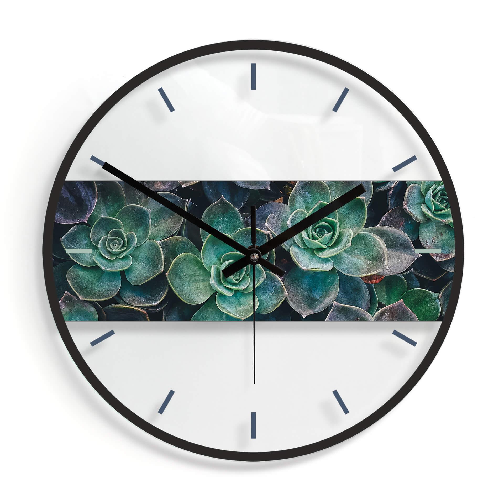 Horloge murale en verre - Succulentes
