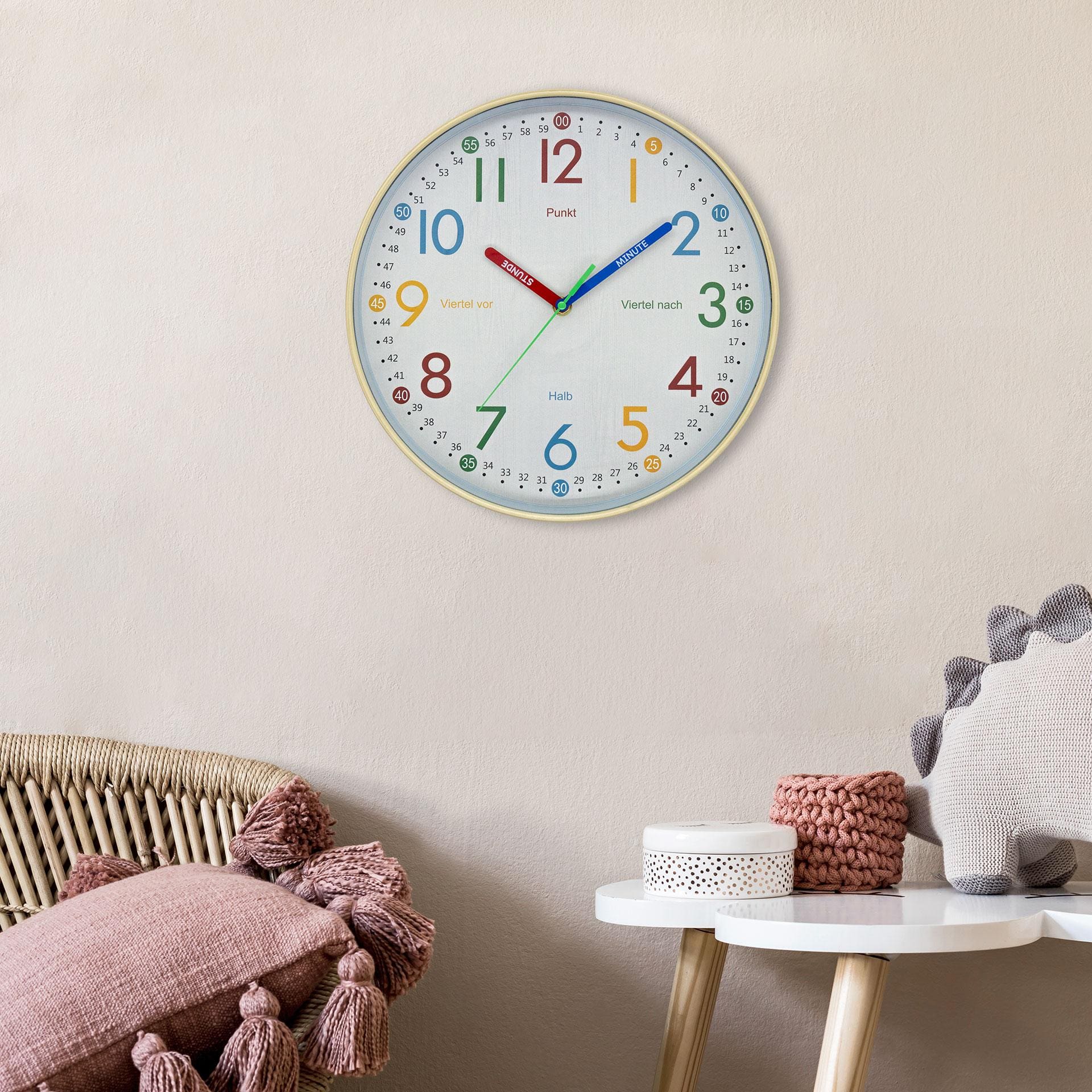 Orologio analogico per l'apprendimento orologio da parete per la camera dei bambini orologio silenzi
