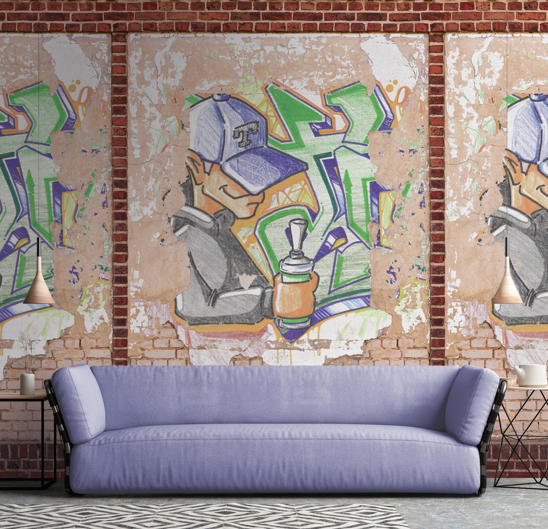 Graffiti tapet brun beige - non-woven tapet Industrielle Livingwalls - mat og glat