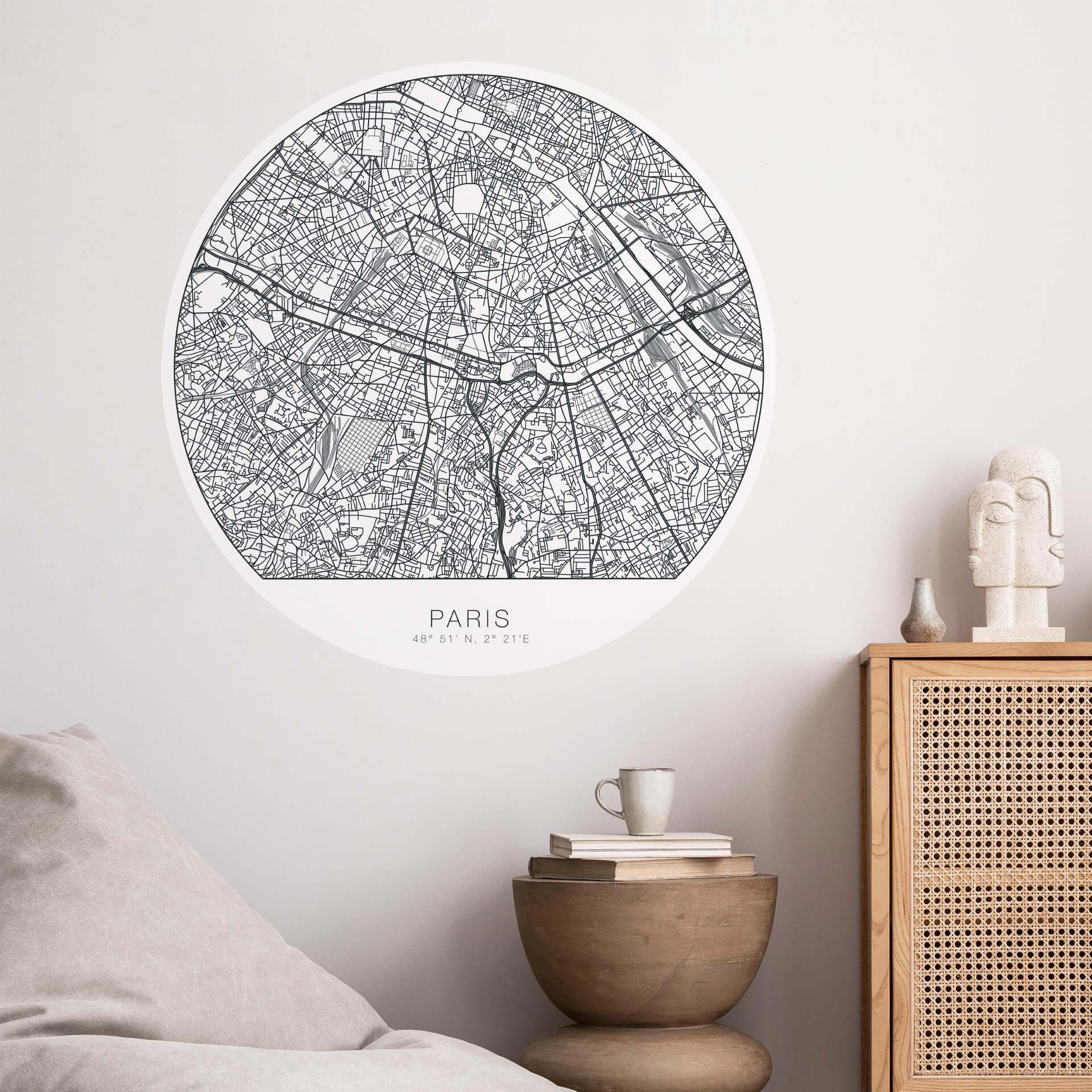 Wandtattoo Stadtplan Paris - rund