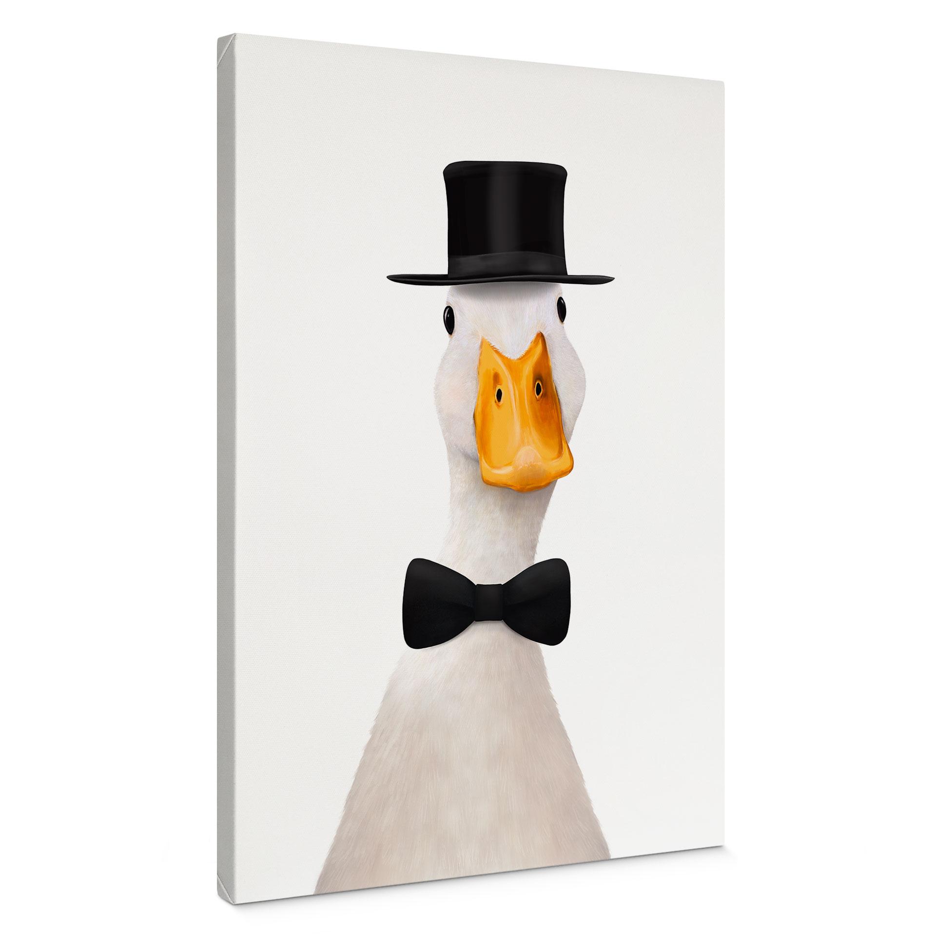 Tableau sur toile Gentleman Oie avec chapeau haut-de-forme - Korenkova