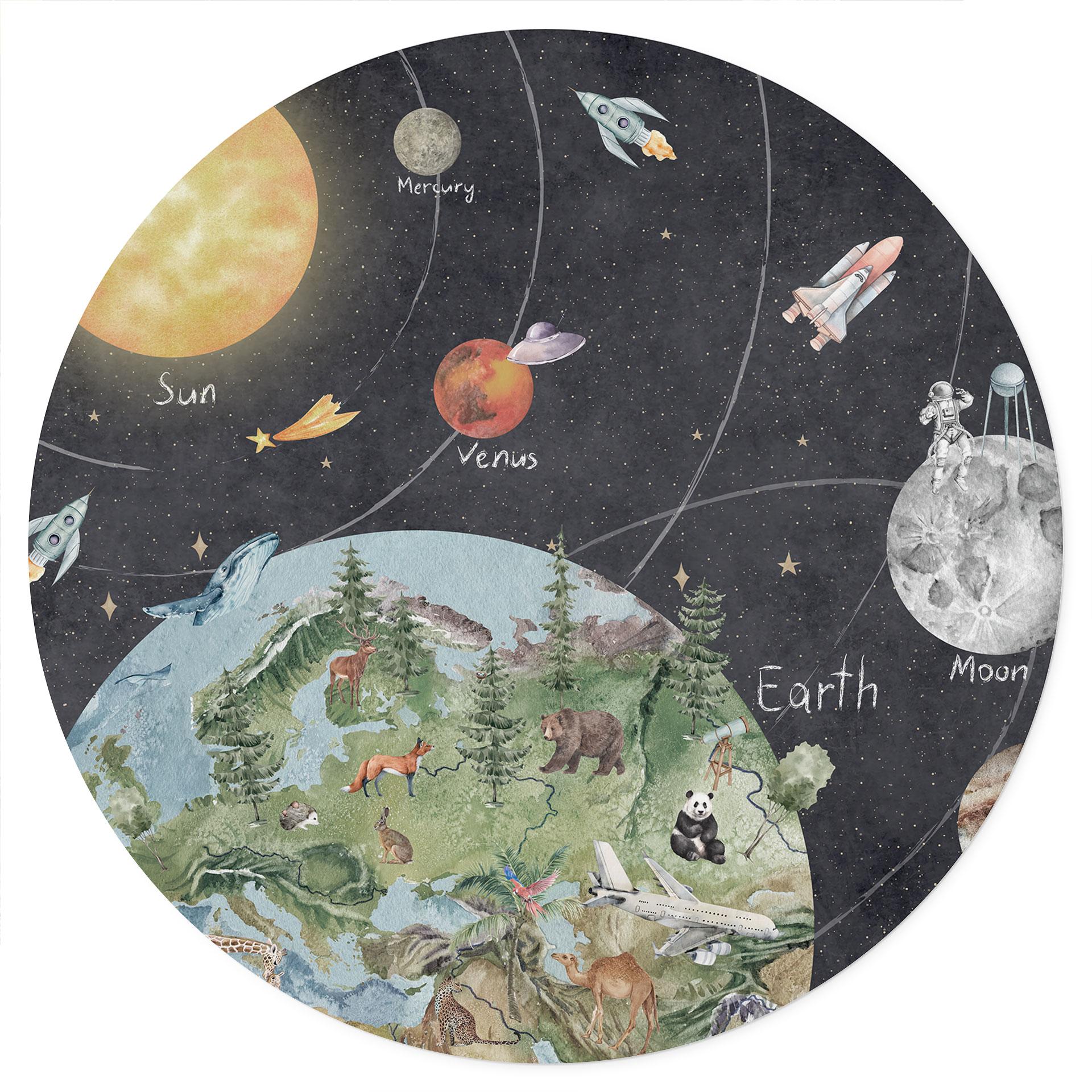 Kinderzimmer Wandtattoo Sonnensystem mit Planeten und Erde - Ms Tiff - Rund