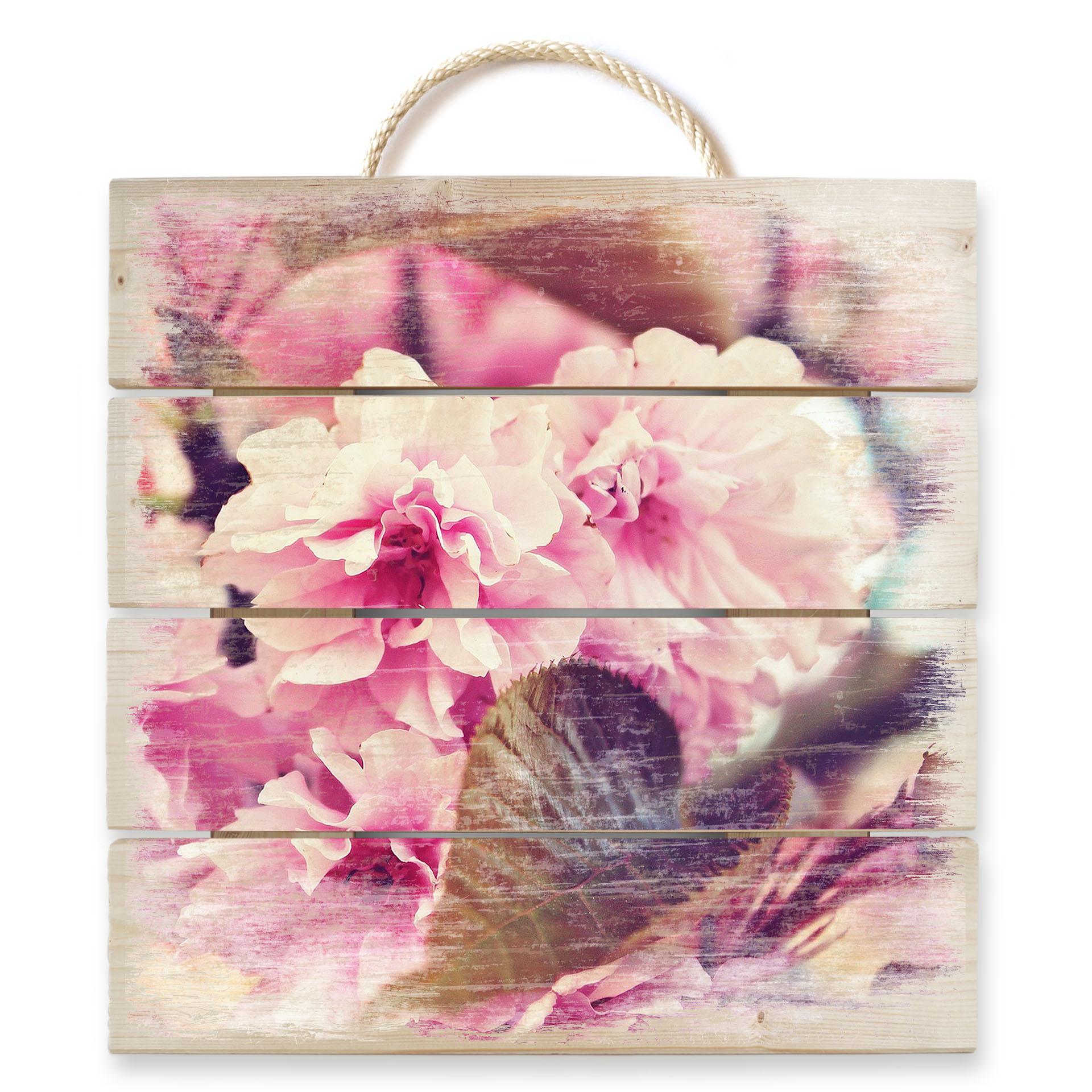 Holzbild Vintage Kirschblüten - 40x41,5 cm
