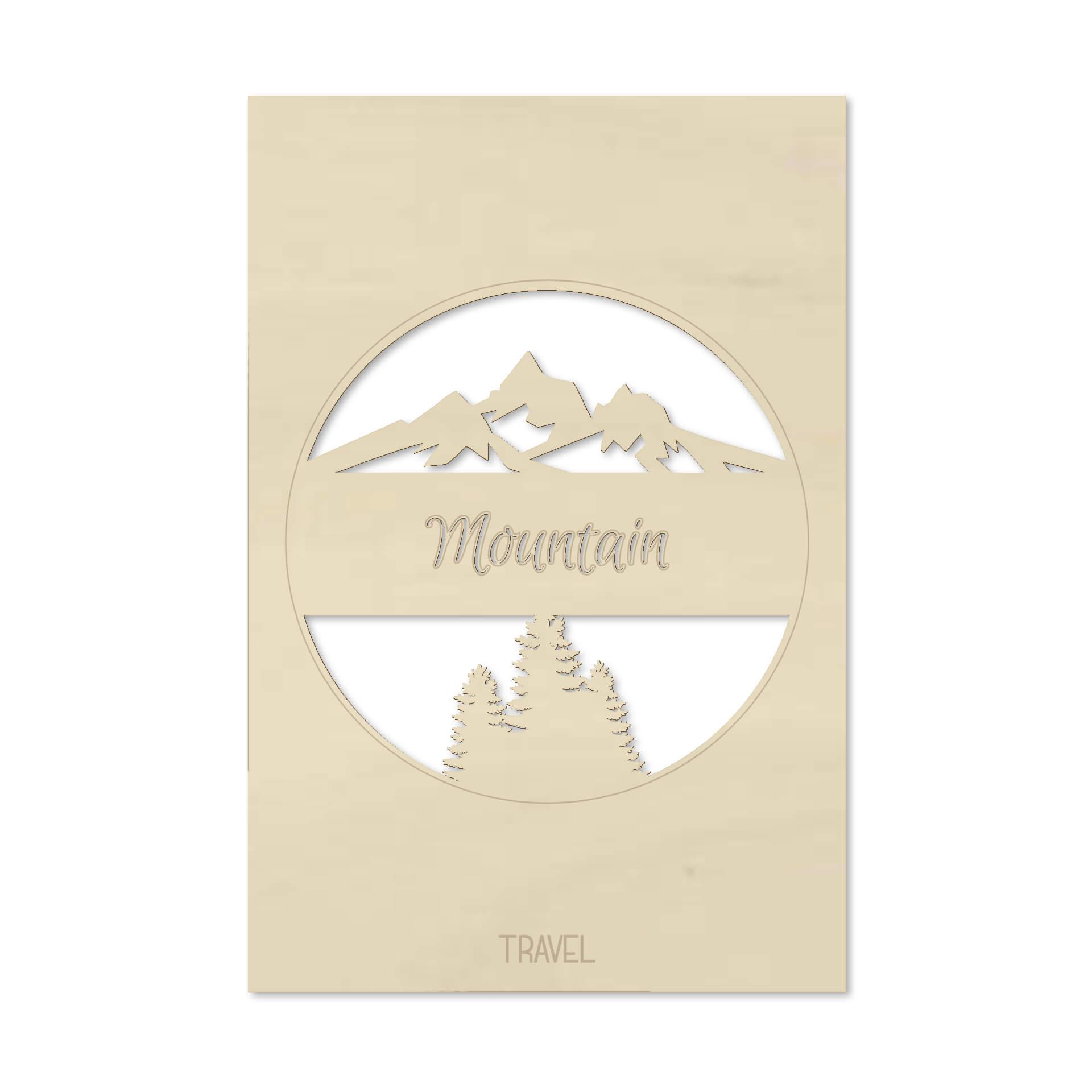 Wanddecoratie Populierenhout Travel Mountain