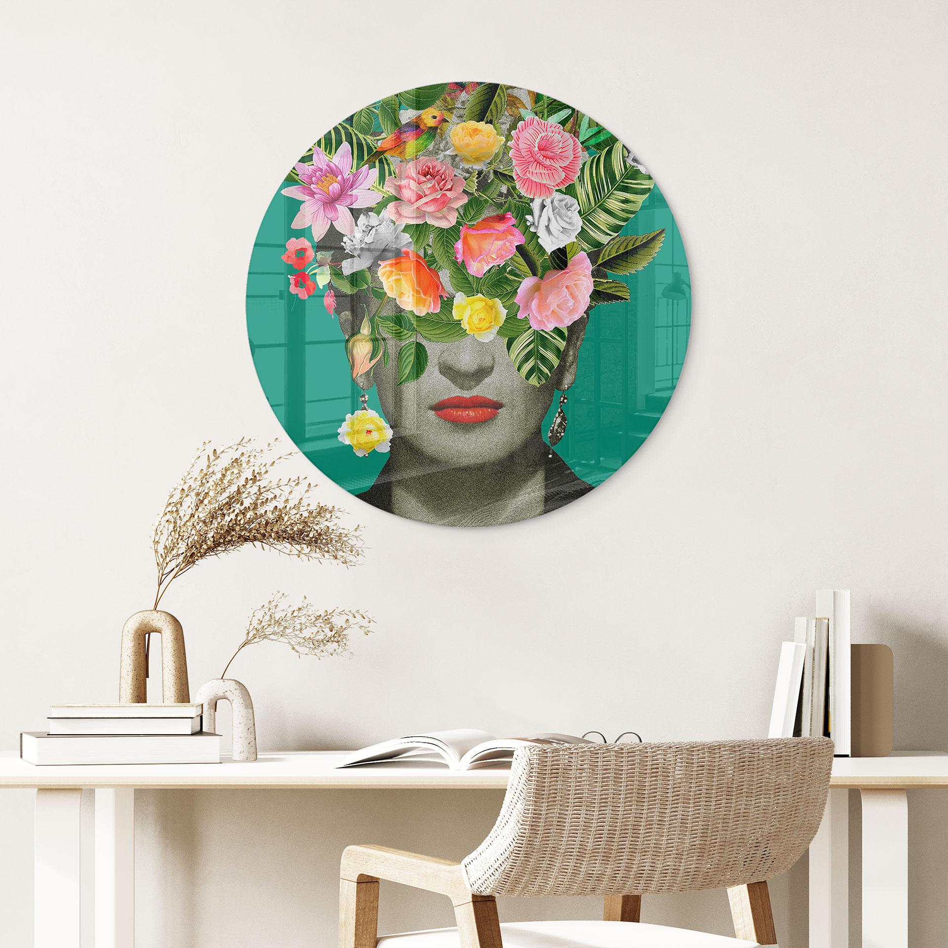 Glasbillede - Frida Floral - Frida Floral Studio - Rund