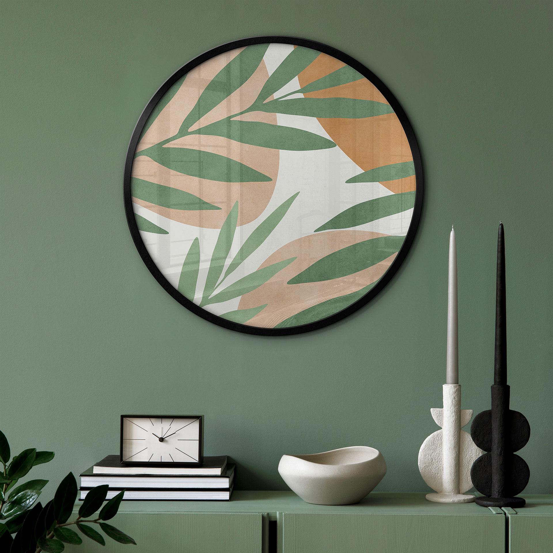 Plakat med abstrakte grene med et tropisk look - Costa - Rund