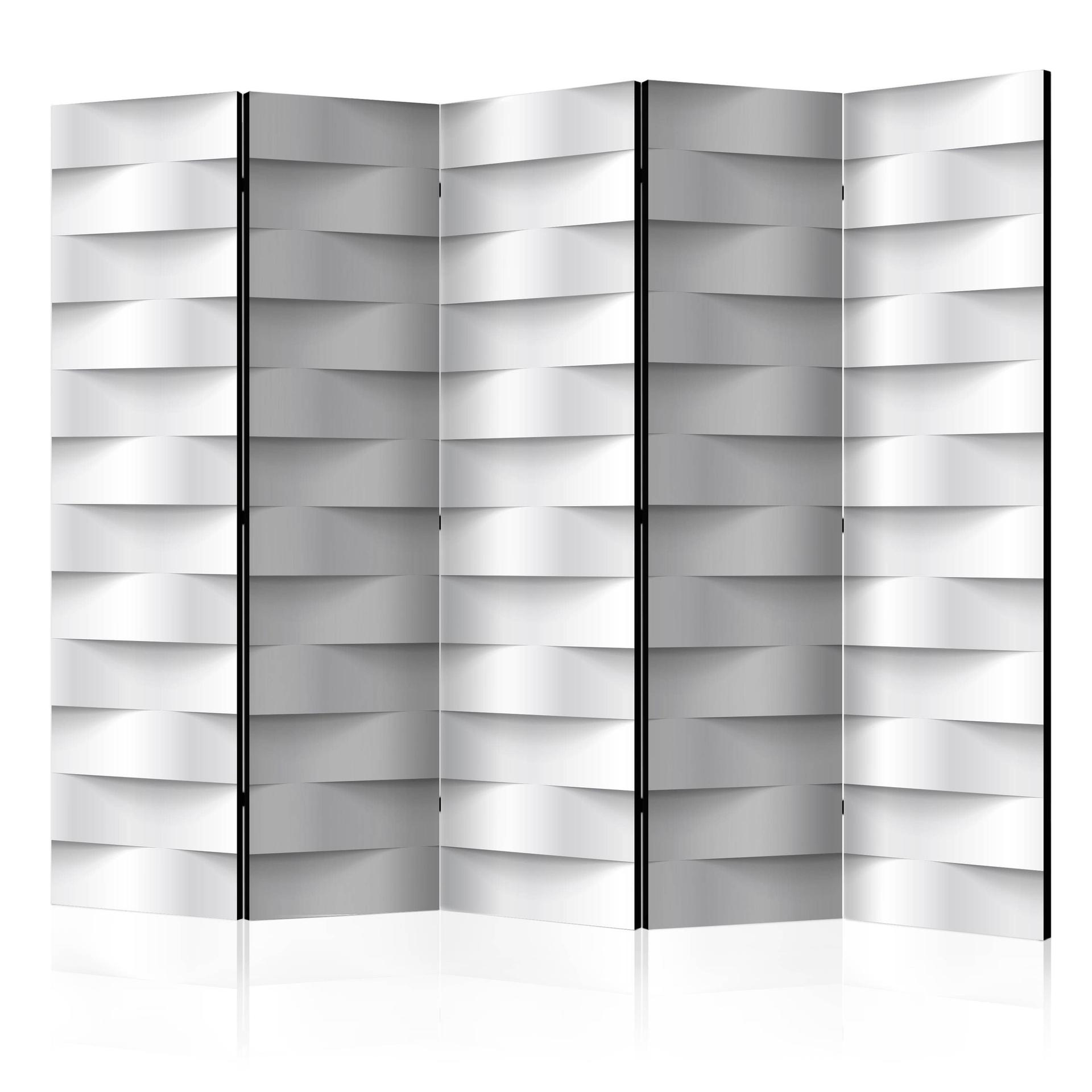 Skærmrumdeler - Hvid illusion, 5-delt - 225x172 cm