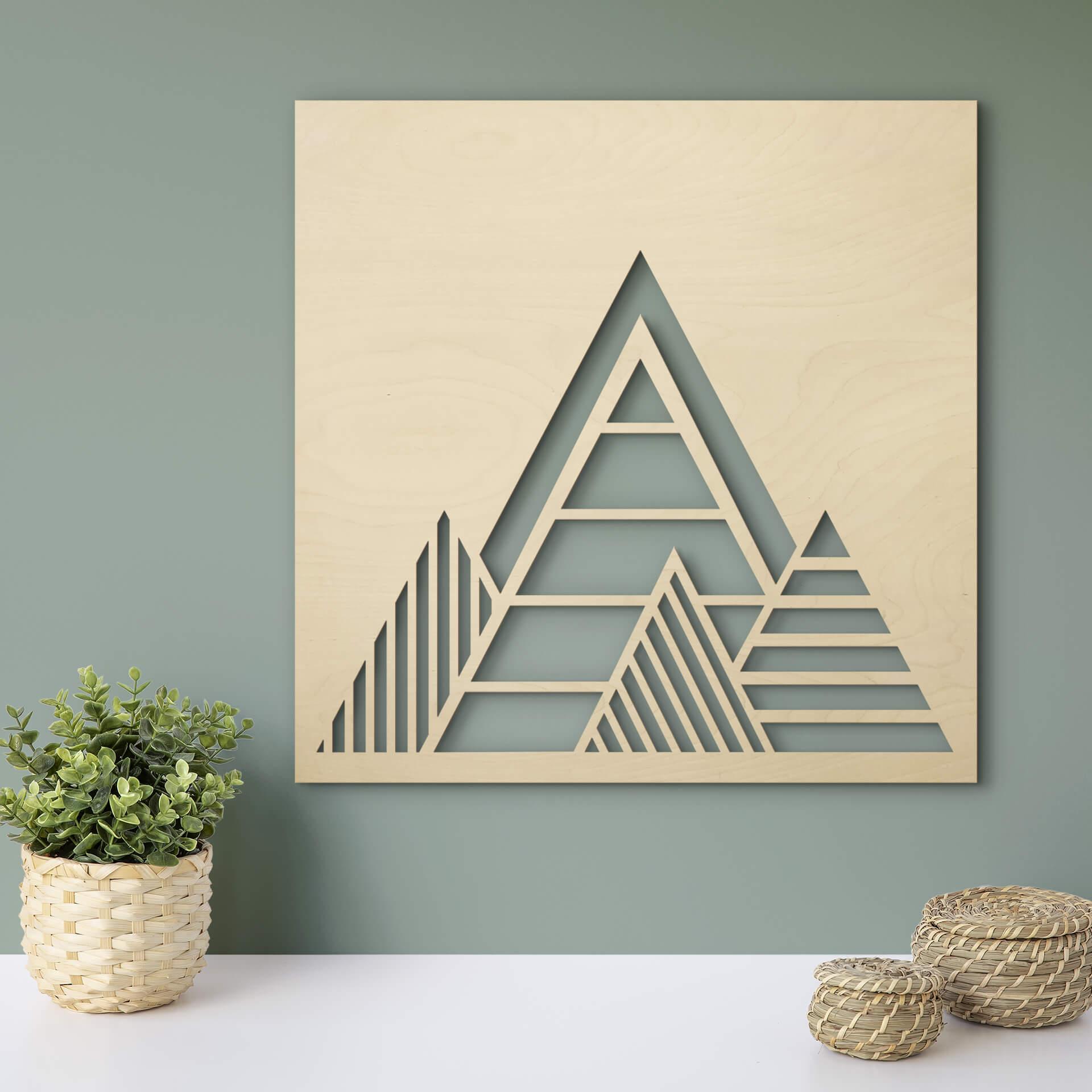 Decoración en madera de álamo - Montañas geométricas