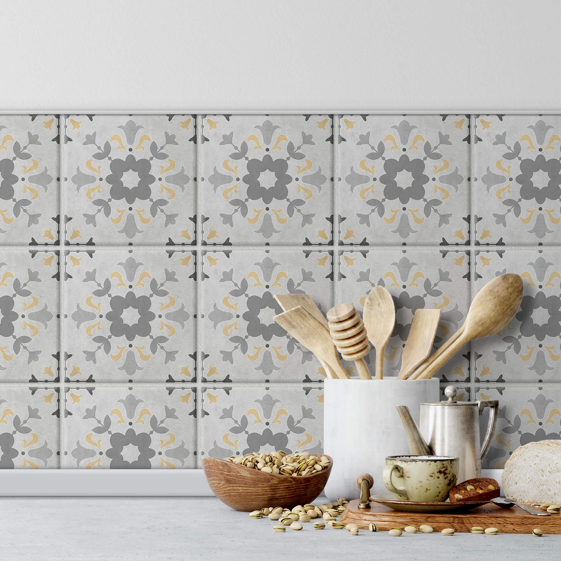 Azulejos Adhesivos flor de adorno - lote de 12