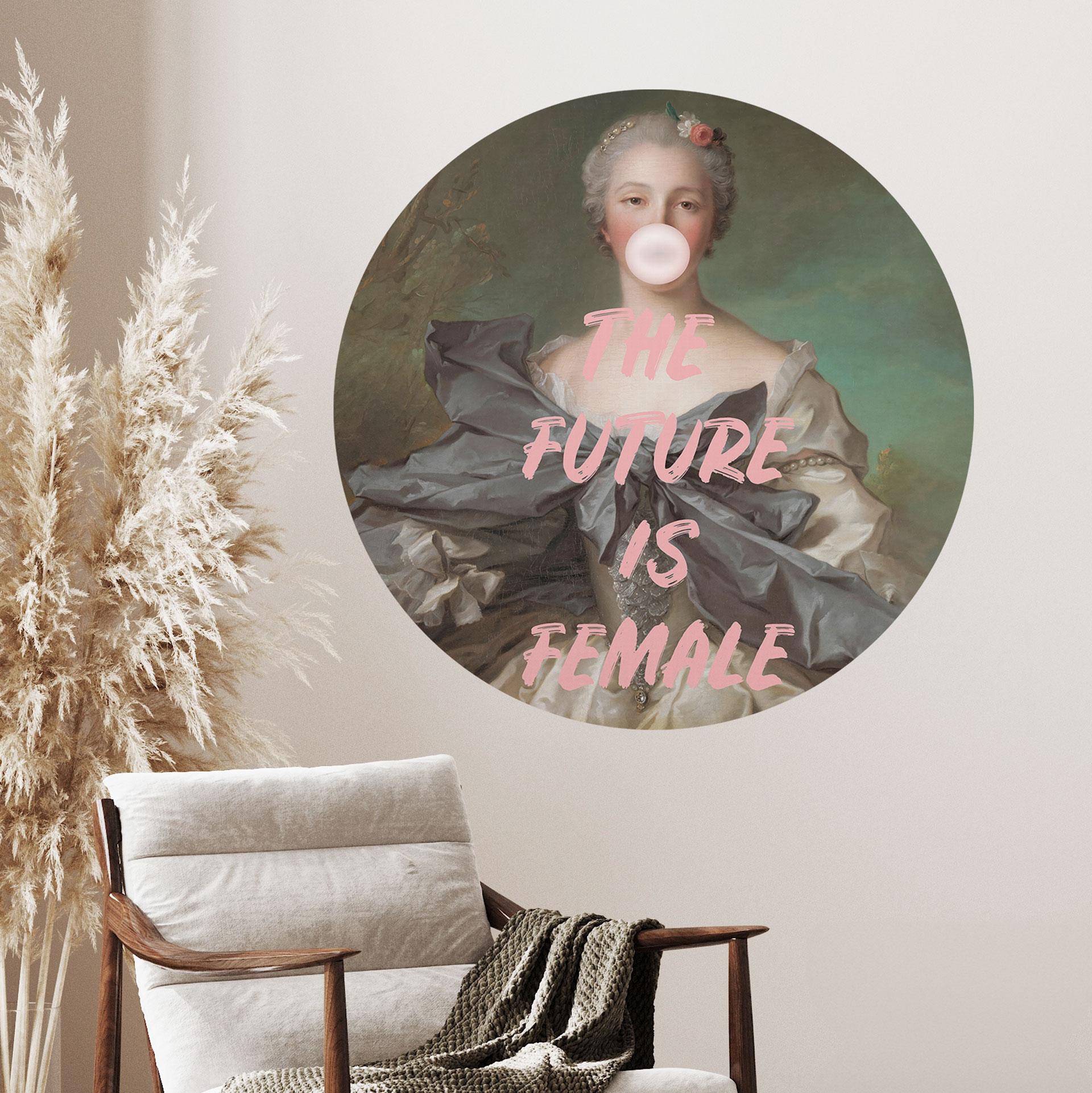 Wallsticker Fremtiden er kvindelig - Grace Digital Art - Rund