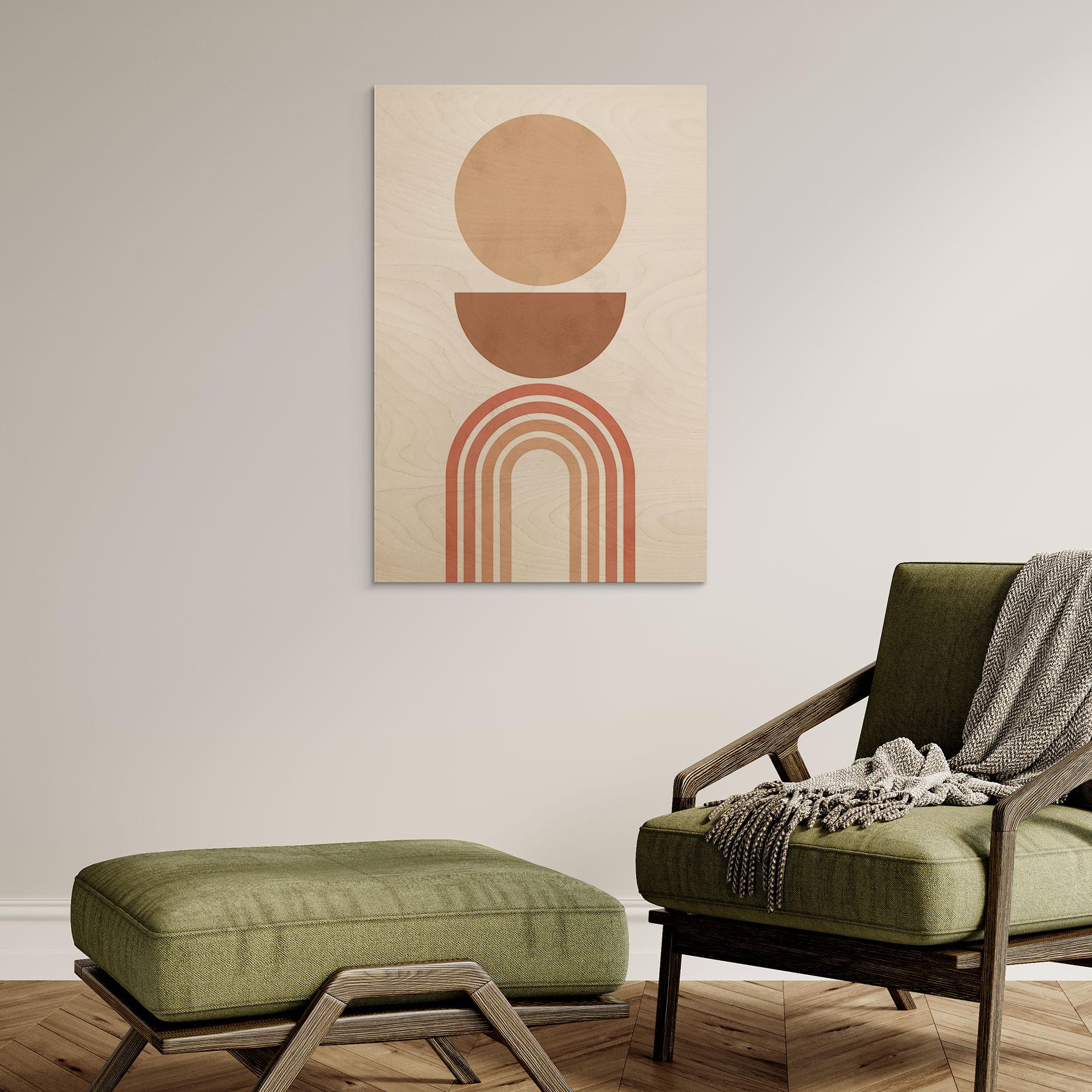 Træplakat Abstrakt balance - Retro buer og cirkler - Costa