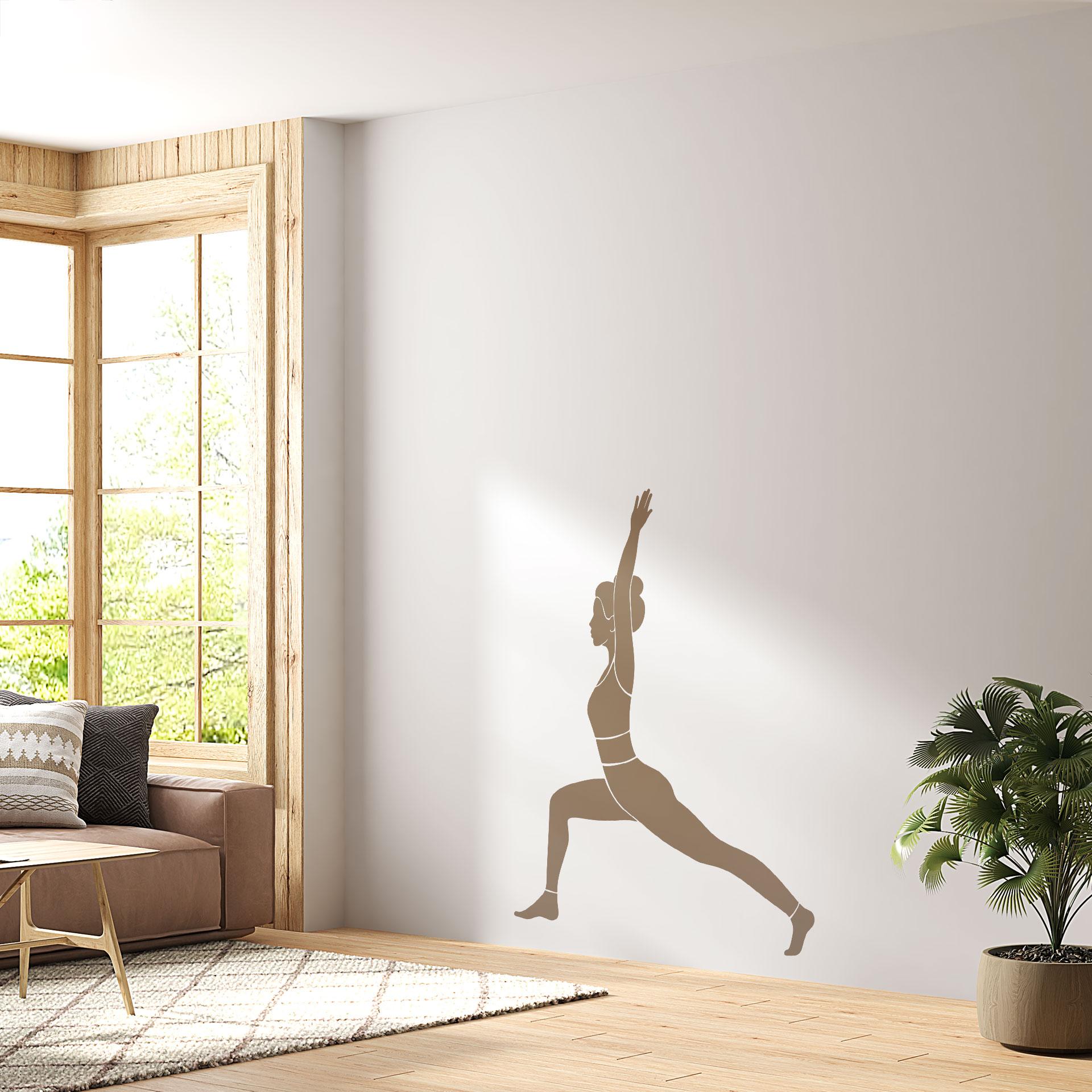 Adesivo murale guerriero yoga silhouette monocromatica