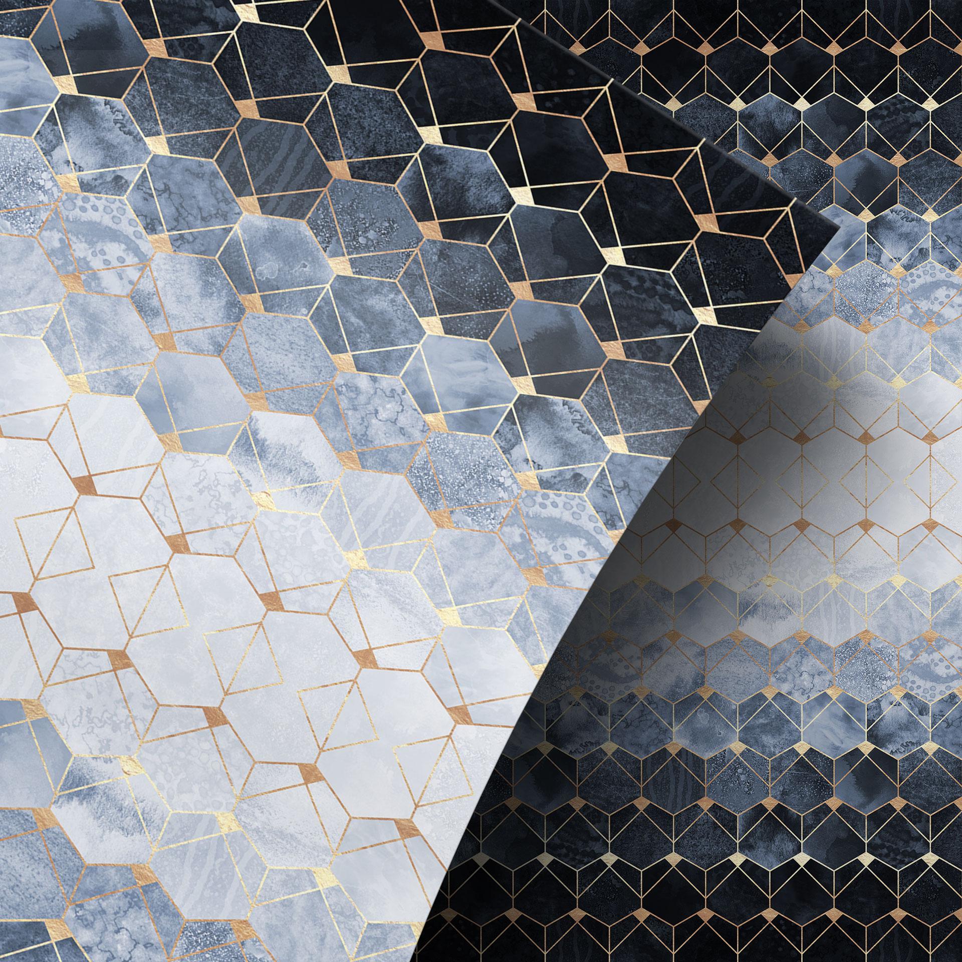 Møbelfolie Fredriksson - Hexagoner: Blå og guld