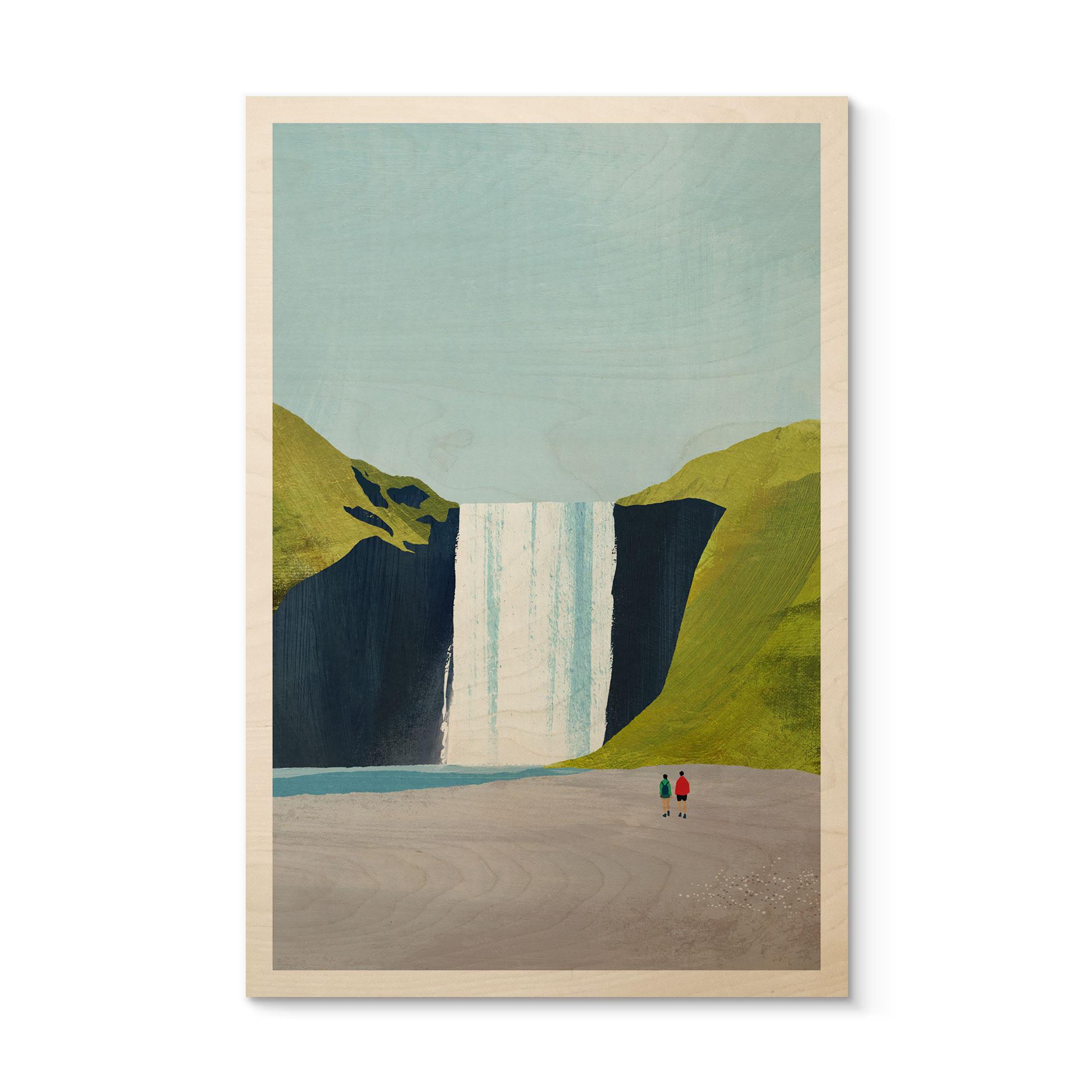 Houten Wanddecoratie Waterval in de bergen - Rivers