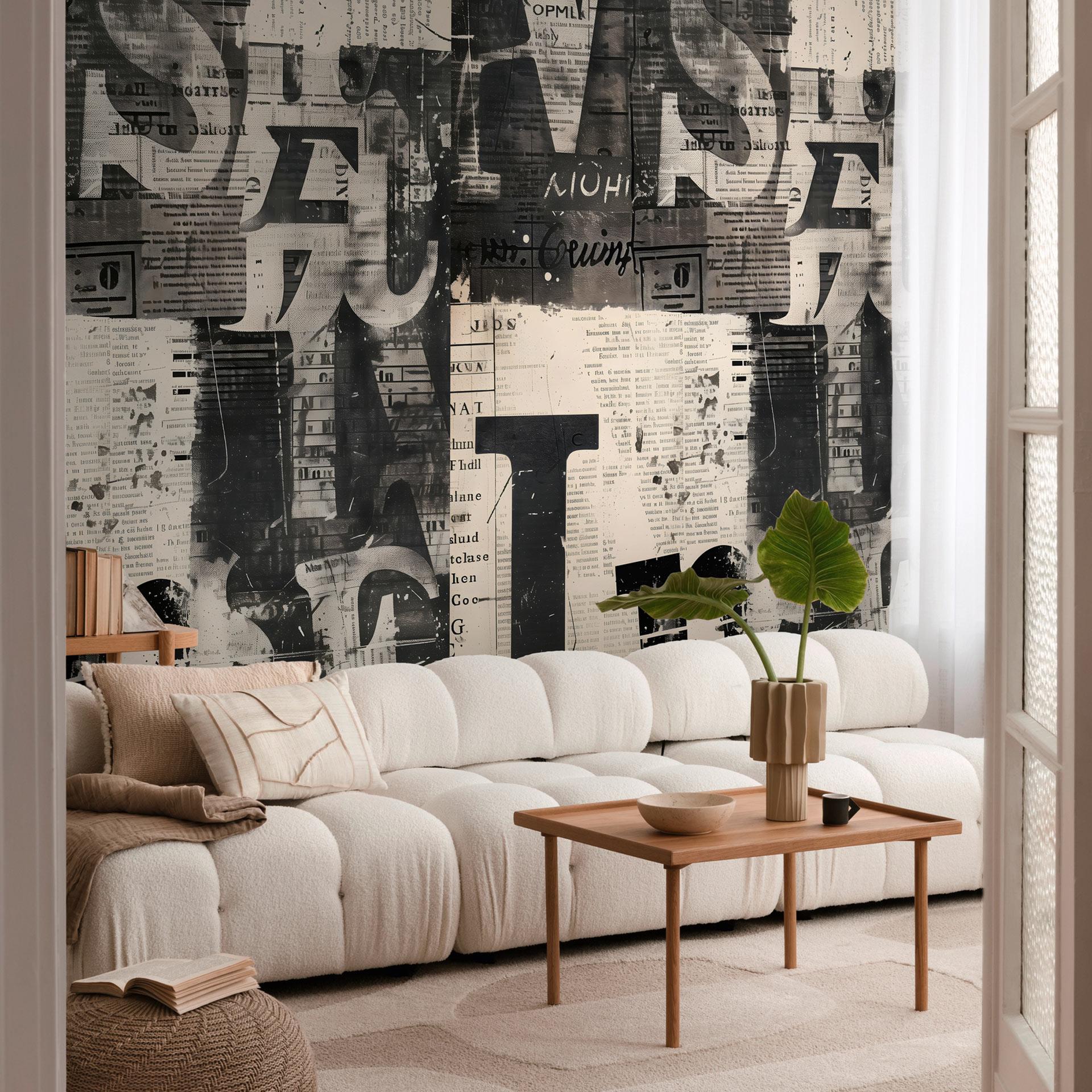 COSMOPOLITAN avistryk Fototapet sort hvid typografi design Ikke-vævet tapet