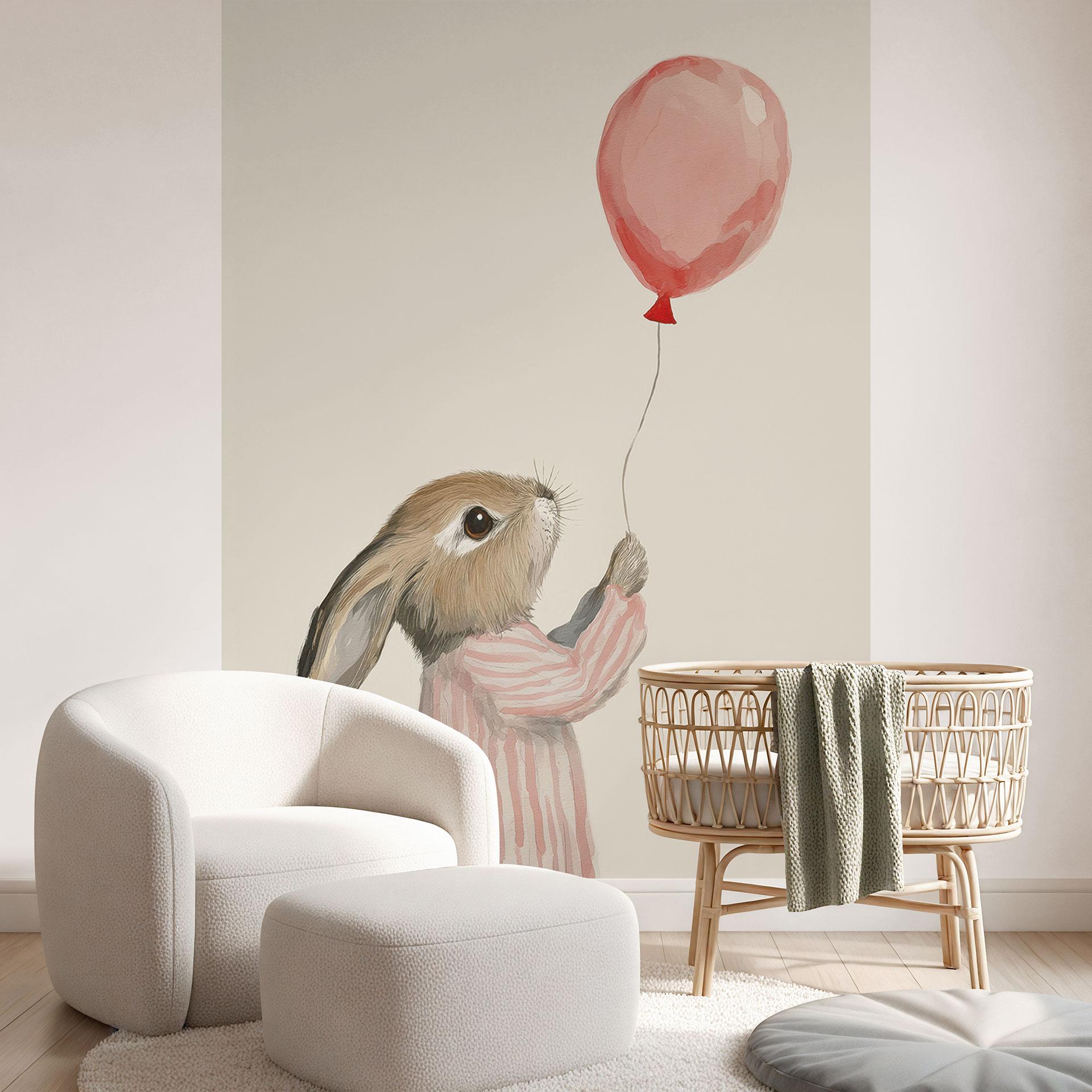 Söt kanin med ballong tapet | barnkammare tapet - Treechild