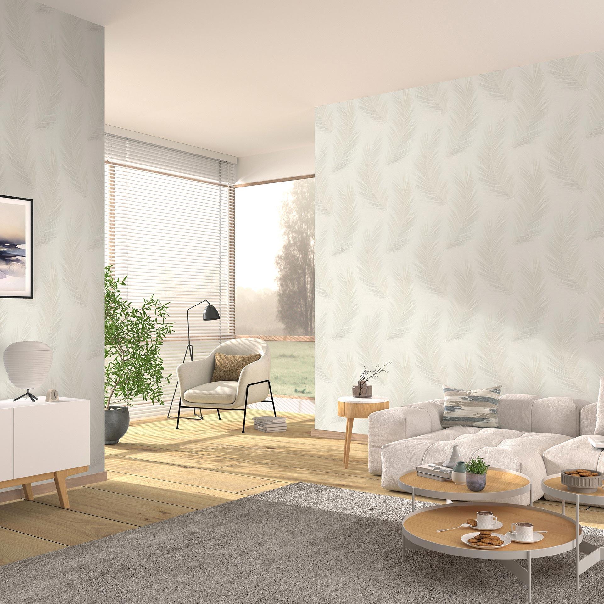 Ikke-vævet tapet, bladmotiv-tapet Aurora beige