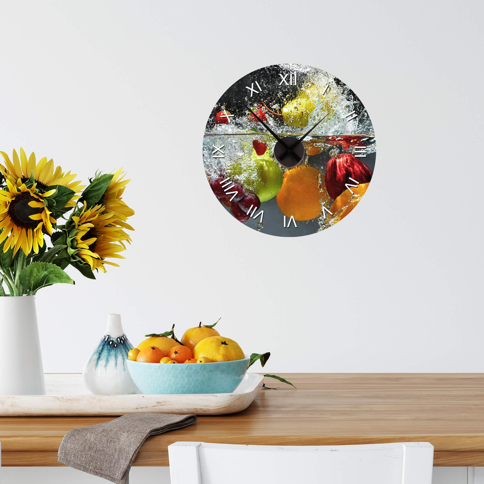 Muursticker met Klok - Verfrissend Fruit