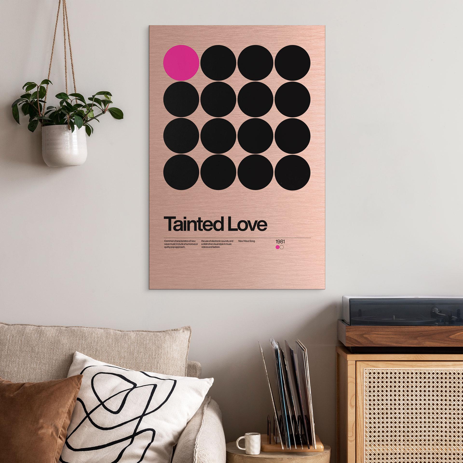 Børstet Alu-Dibond med guld-, sølv- & kobbereffekt - Tainted Love Retro Pop-Art - Sub88 Studio