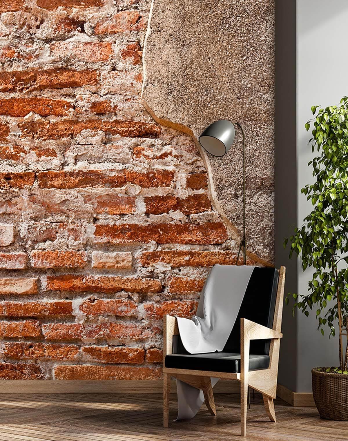 Fototapete, Shabby Ziegelwand Betonoptik