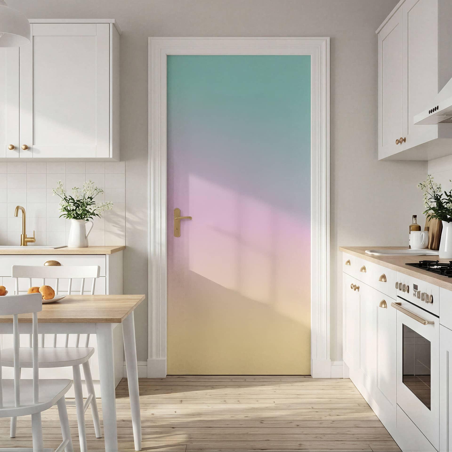 Lámina para puerta Ombre Colorido cielo pastel - Decoración autoadhesiva para puerta