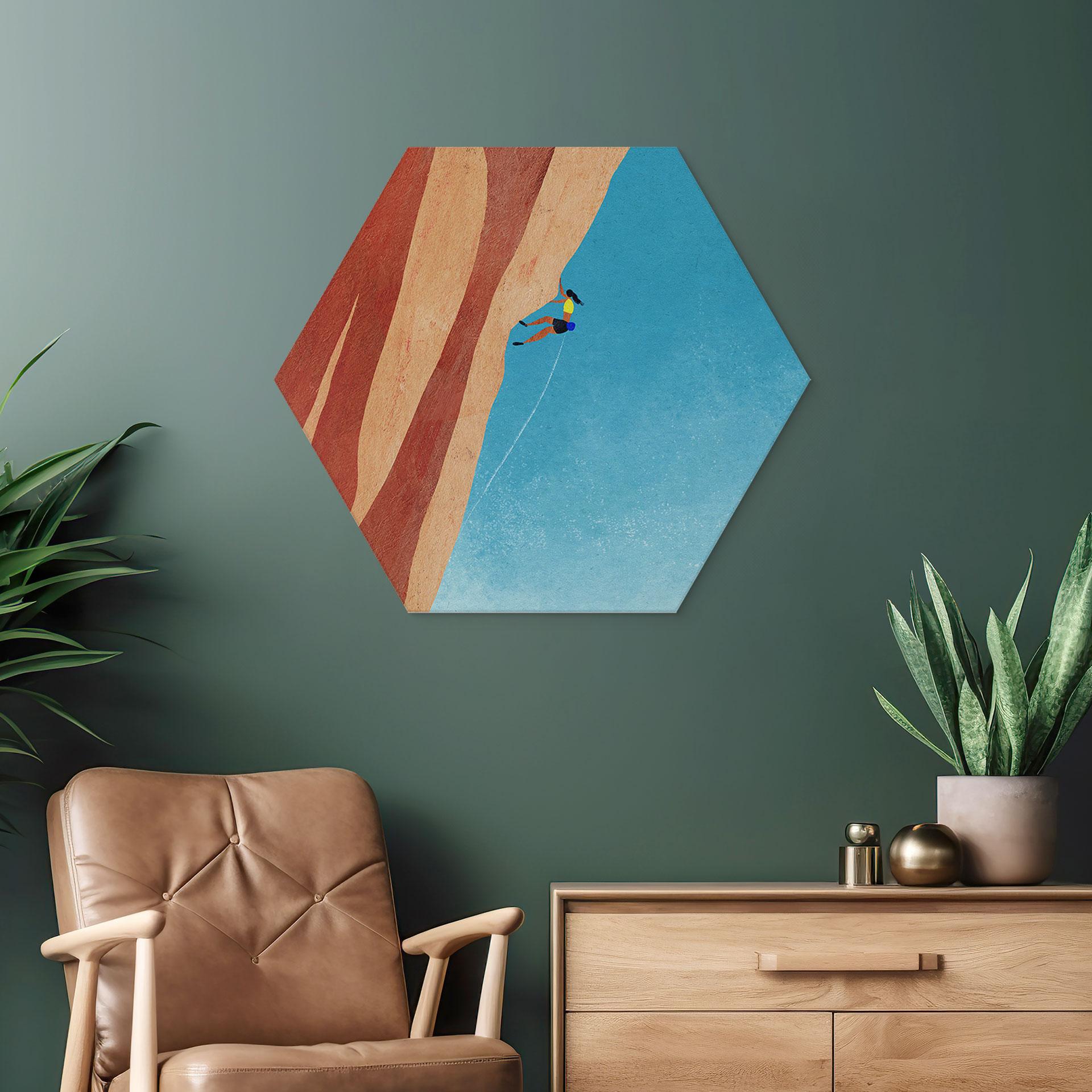 Hexagon Wandbild Klettern am Grand Canyon - Rivers - Alu-Dibond