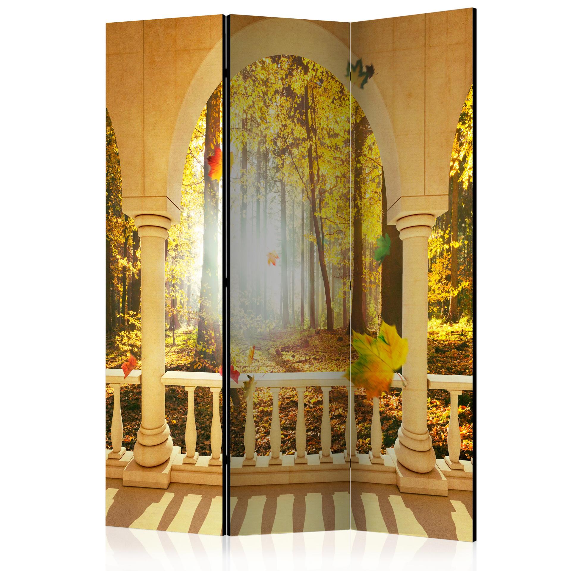 Screen room divider - Drøm om en efterårsskov, 3-delt
