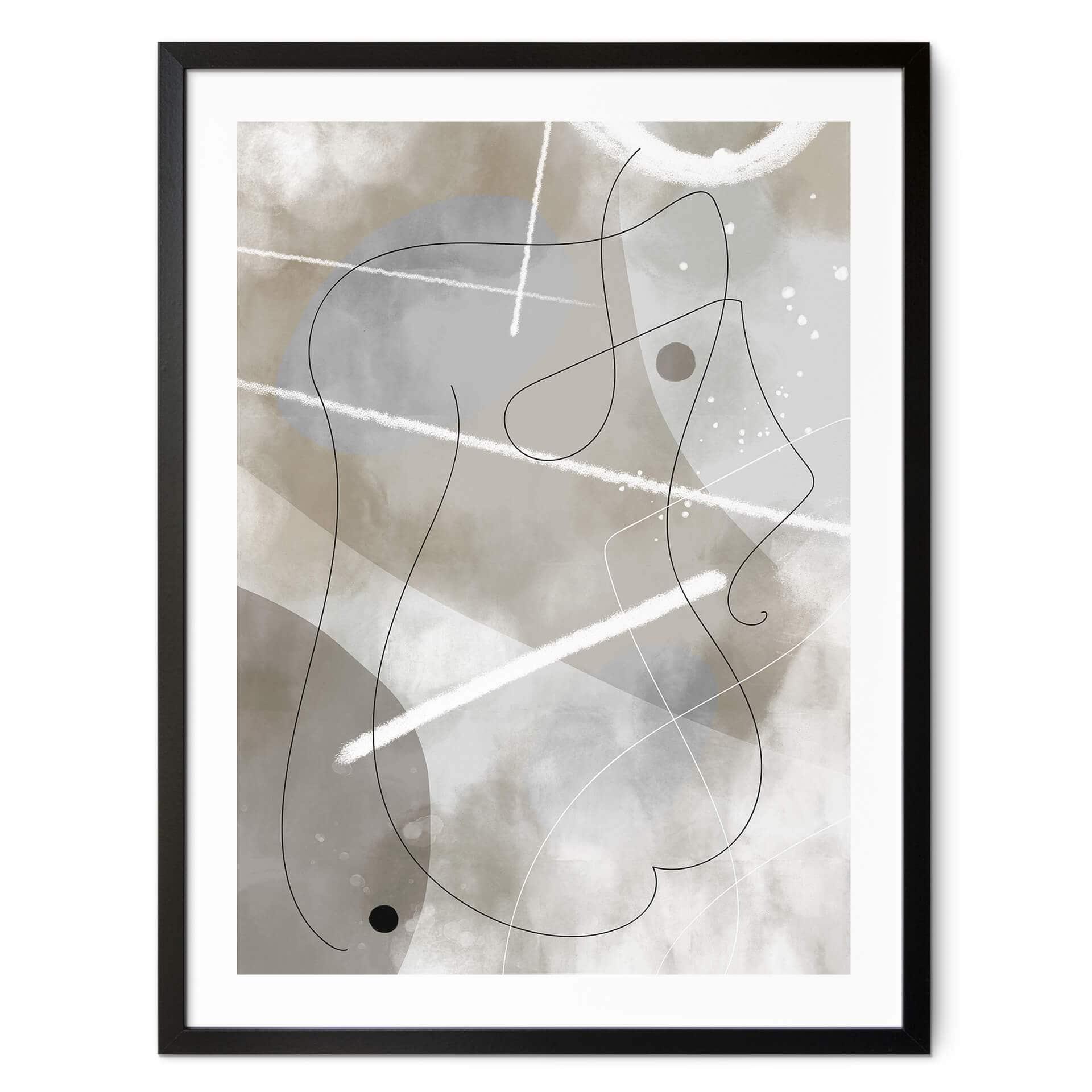 Poster 1X Studio - Line Art Silhuett av en kvinna - Abstrakt och grafisk