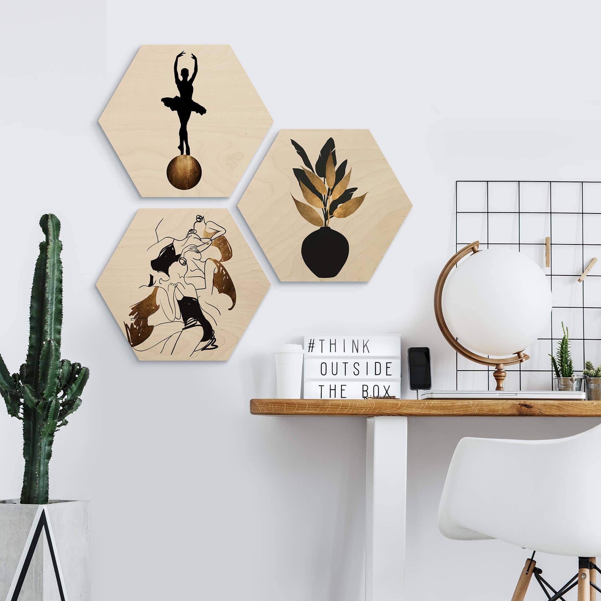 Hexagon Hout Kubistika - Ballerina's